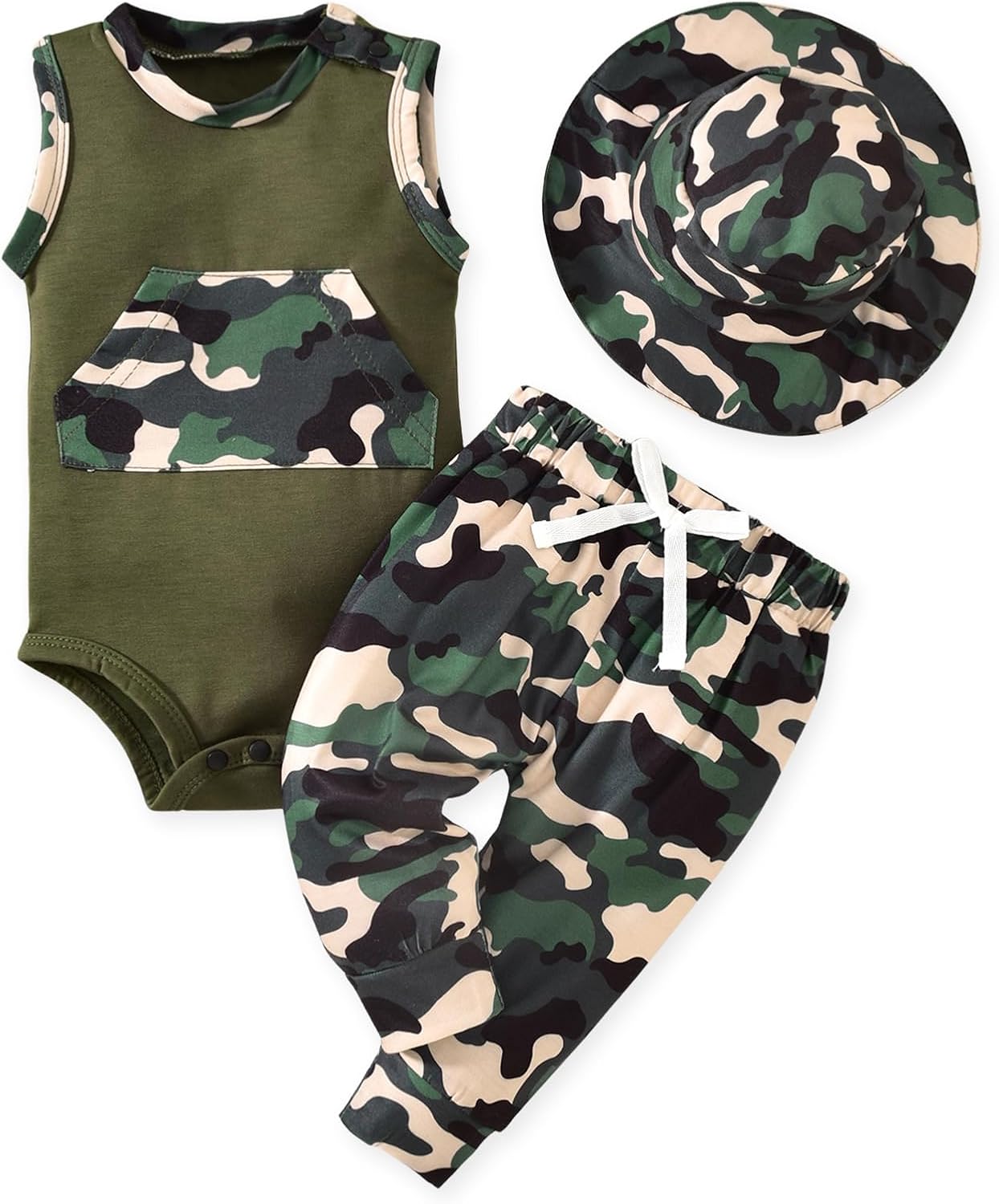Baby Boy Camo Sleeveless Bodysuit Pants Set 0-18 Months