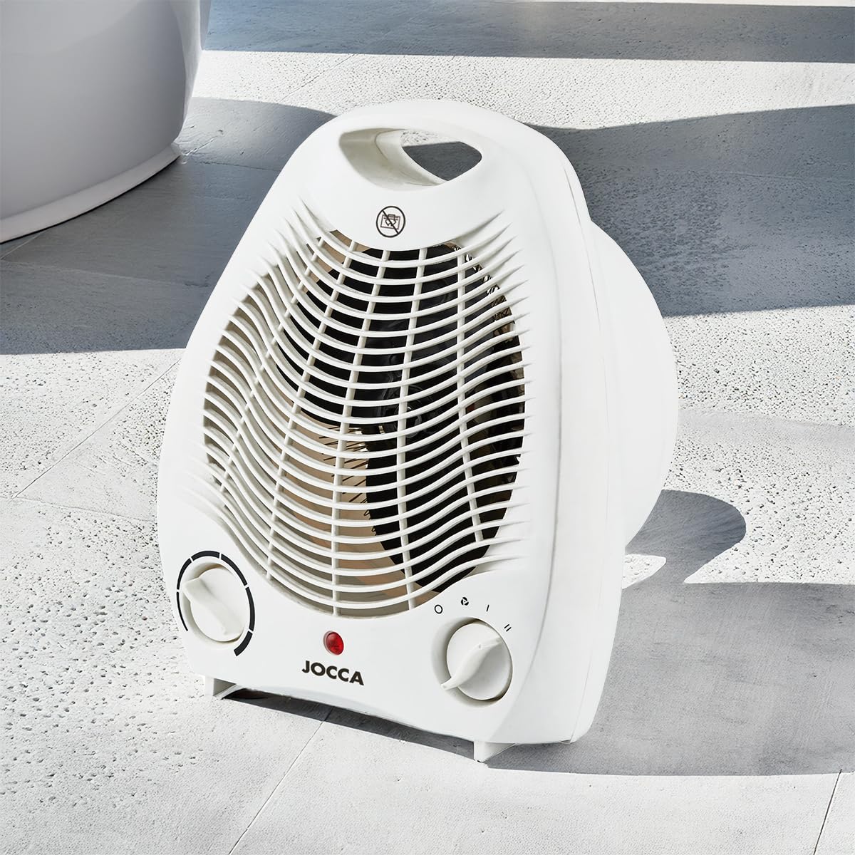 Jocca - Riscaldatore Elettrico ad Aria Calda 2000W | Riscaldatore per bagno | Termoventilatore Funzione Calore e Ventilatore | 2 Velocità | Maniglia [Classe di efficienza energetica B