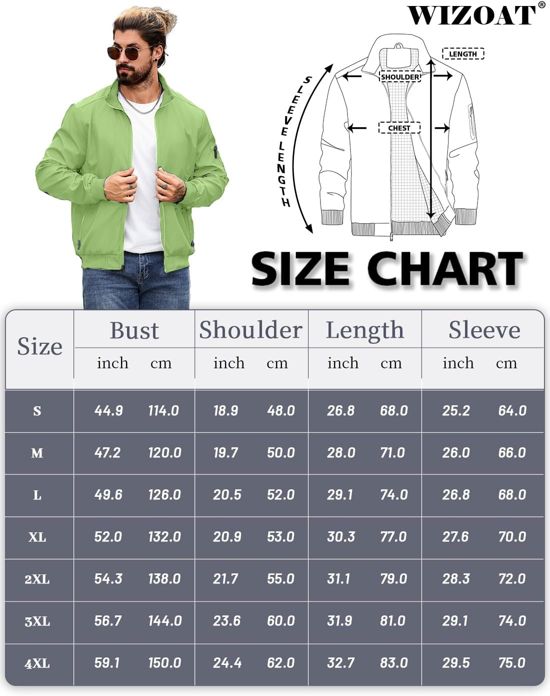 Men's Bomber Jacket Lightweight Casual Windbreaker Jackets Zip Up Coat - Image 6