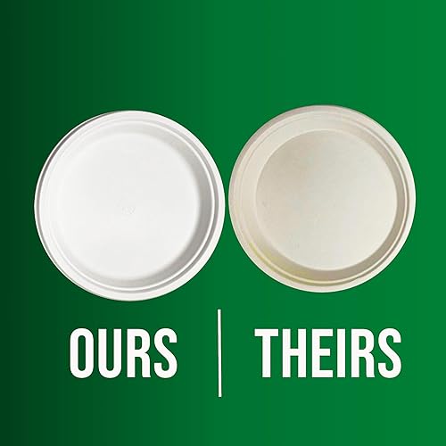 Miniatura 8 de Platos de papel, 100 % compostables, 10 pulgadas por 0.5 pulgadas de profundidad, plato desechable resistente, certificado (BPI), sin (PFAS),