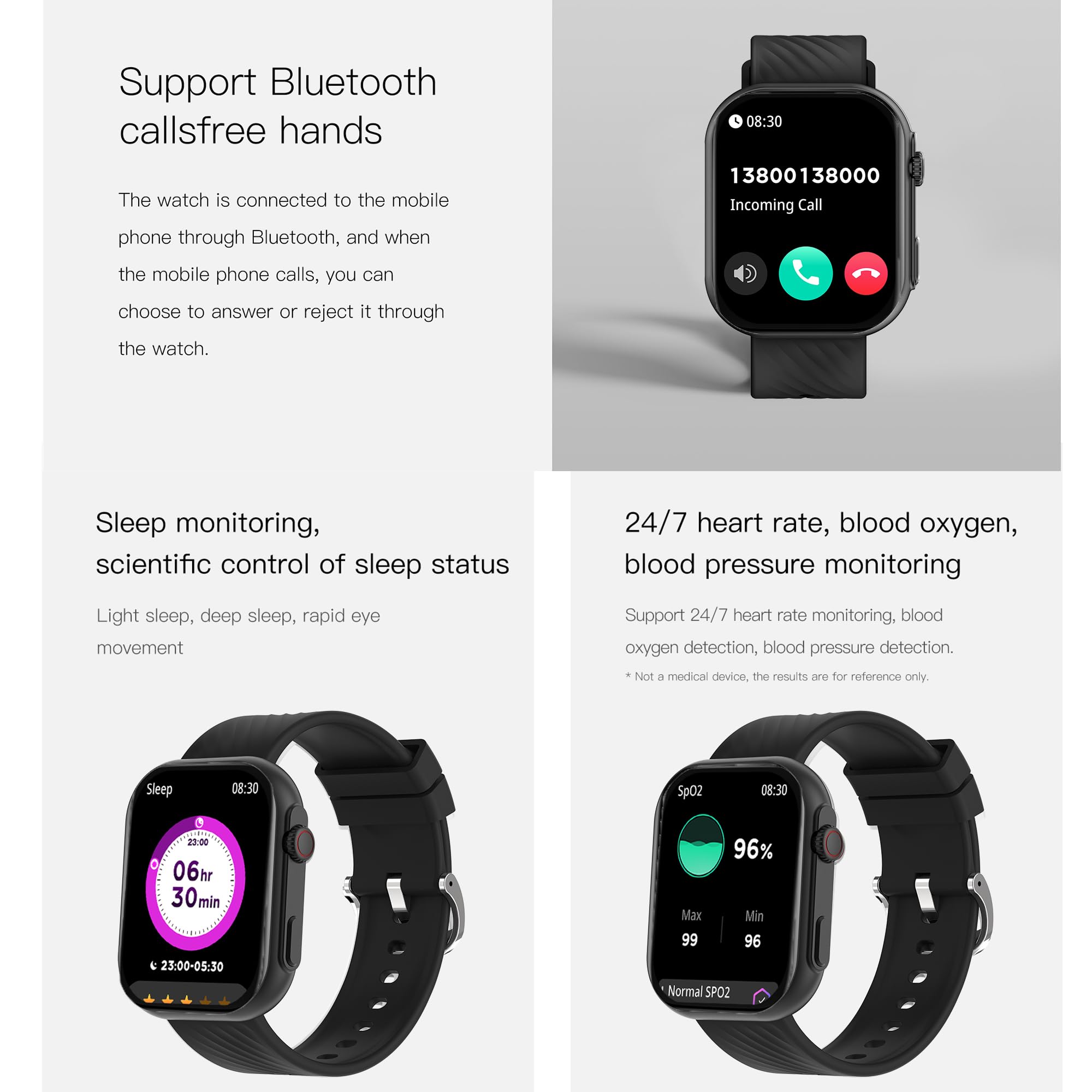 Reloj Inteligente Hombre con Llamada y Whatsapp, 2,0" AMOLED 5ATM Impermeable Reloj Smartwatch 123 Deportivo Hombre con Monitor Sueño, Oxígeno Sanguíneo, Podómetro, Pulsómetro para Android iOS (Negro)