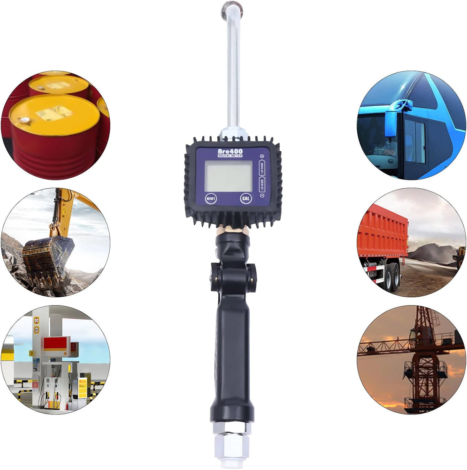 Digital Oil Control Valve Flow Meter Dispenser Nozzle, Heavy Duty Air Operated Electronic Oil Metering Gun 1/2 Inch Npt Inlet, Petrol Motor Oil Fluid Dispenser (Black)