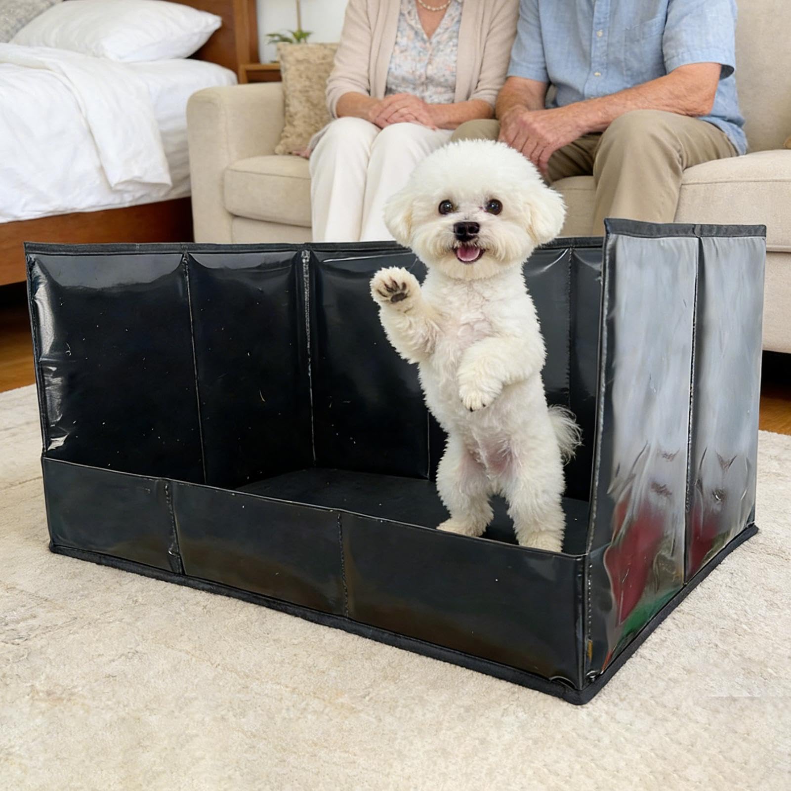 Vasino Per Cani Da Interno Toilette Portatile con Bordo Alto e Pieghevole | Vasino Per Cuccioli E Bagno Per Animali Domestici per Manutenzione Pulizia Balcone Terrazza Appartamento Soggiorno Ester