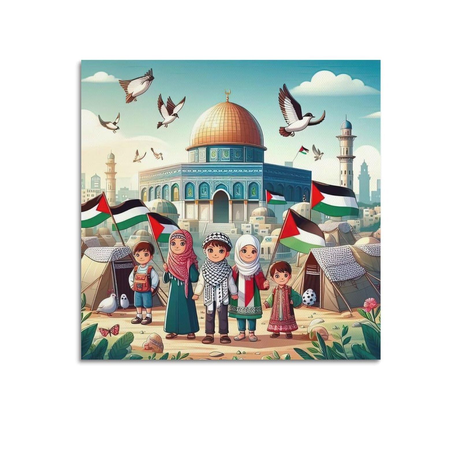 XKUGA World Peace Anti-War Freedom Palestine Gaza Poster Modern Decorative Canvas Prints - Ideal Wall Art for Family, Man Cave, Game Room, Boys & Girls Bedroom 28x28inch(70x70cm)