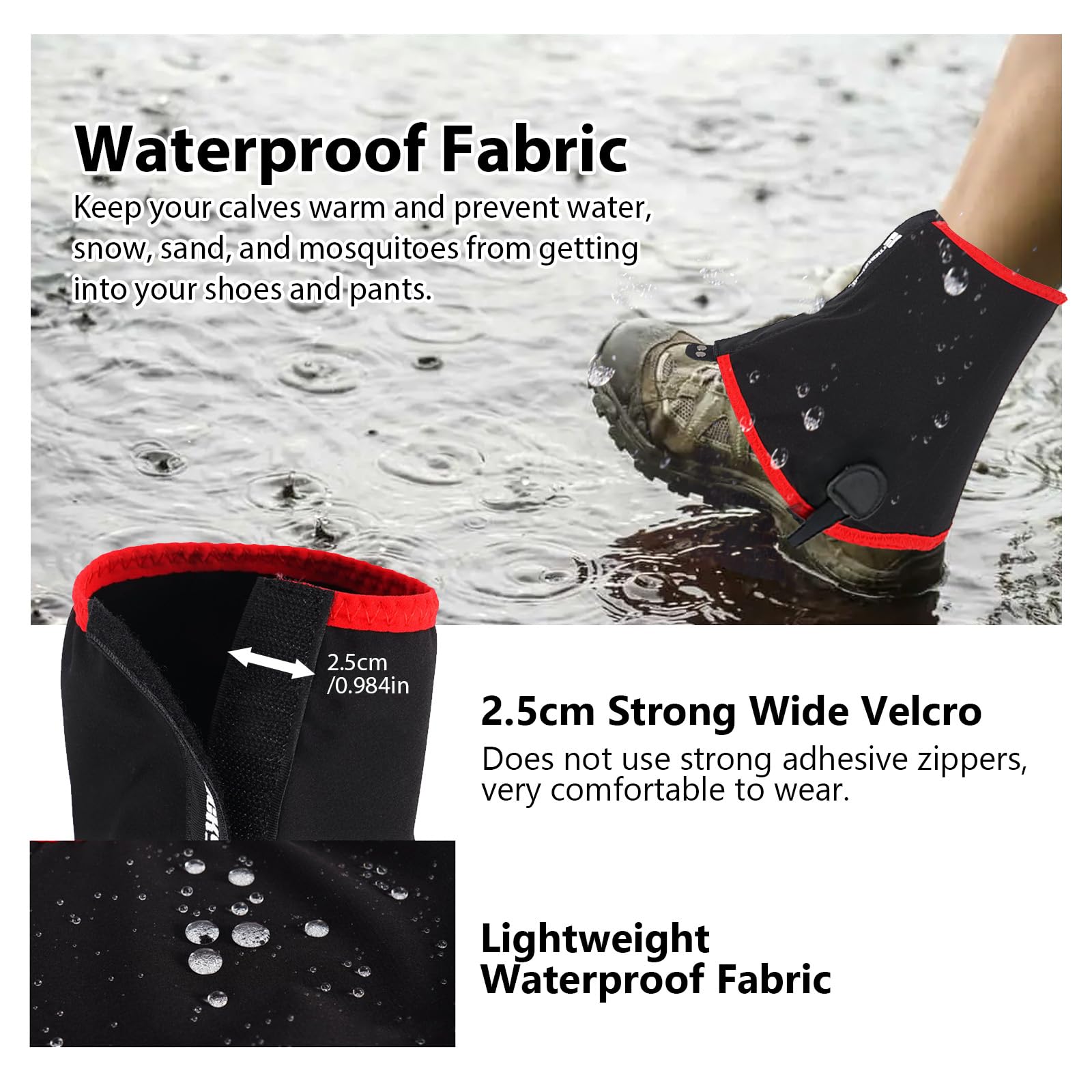 Legginsy na buty do biegania w terenie, wodoszczelne ochraniacze na buty do biegania w terenie, oddychające, z ochroną antypoślizgową, do użytku na zewnątrz