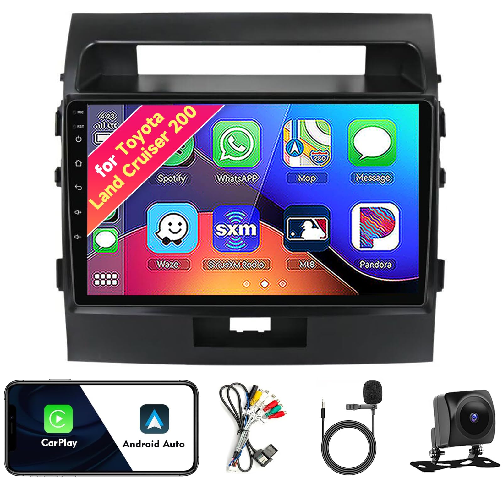 200系マジェスタ用CarPlay、Android Autoインターフェース Car Radio Stereo for Toyota Land Cruiser 200 2008-2015, Android 13