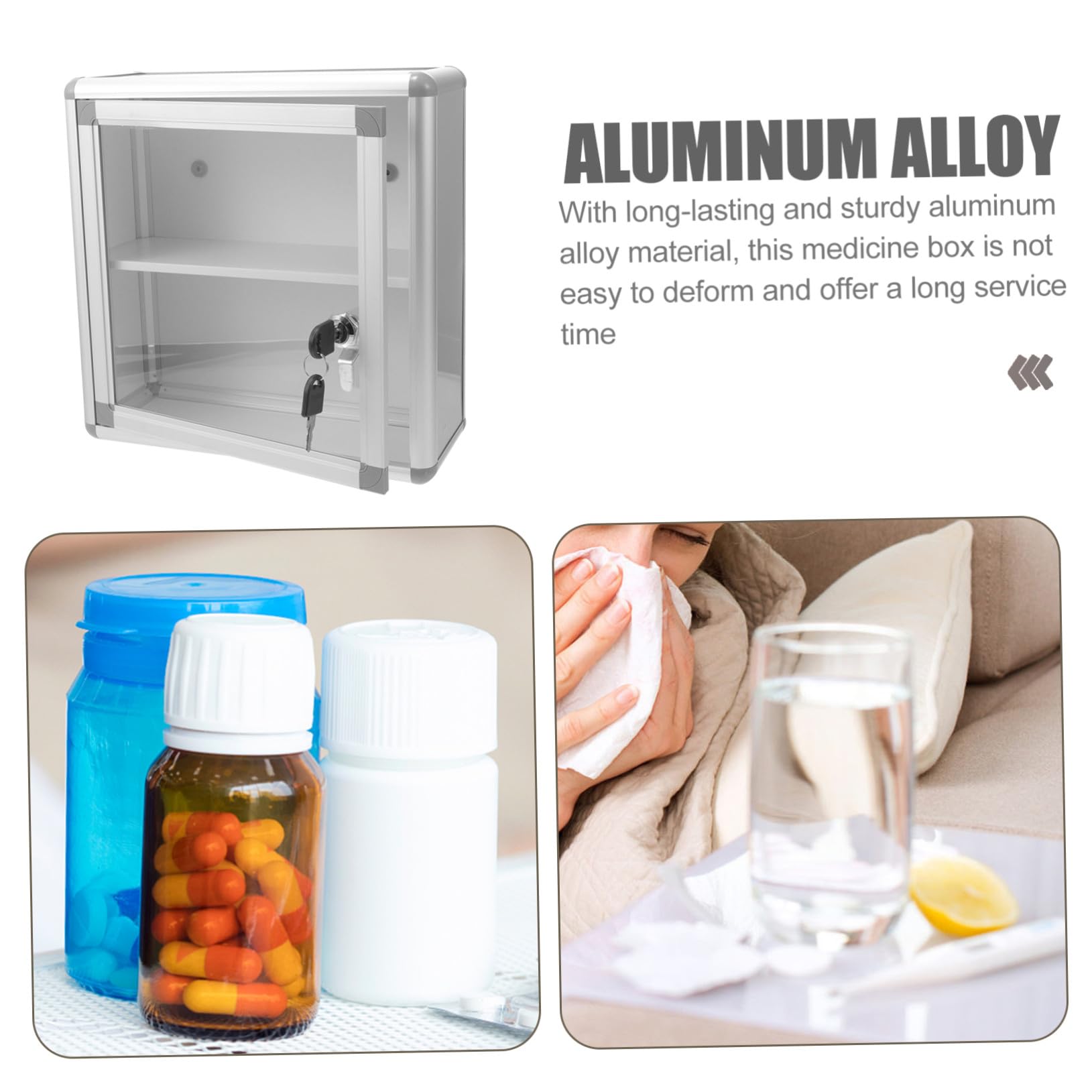 ERINGOGO Botiquín de Aleación de Aluminio de Primeros Auxilios Profesional Diseño Seguro y Almacenamiento Multifuncional para Pared Adecuado para Actividades al Aire Libre