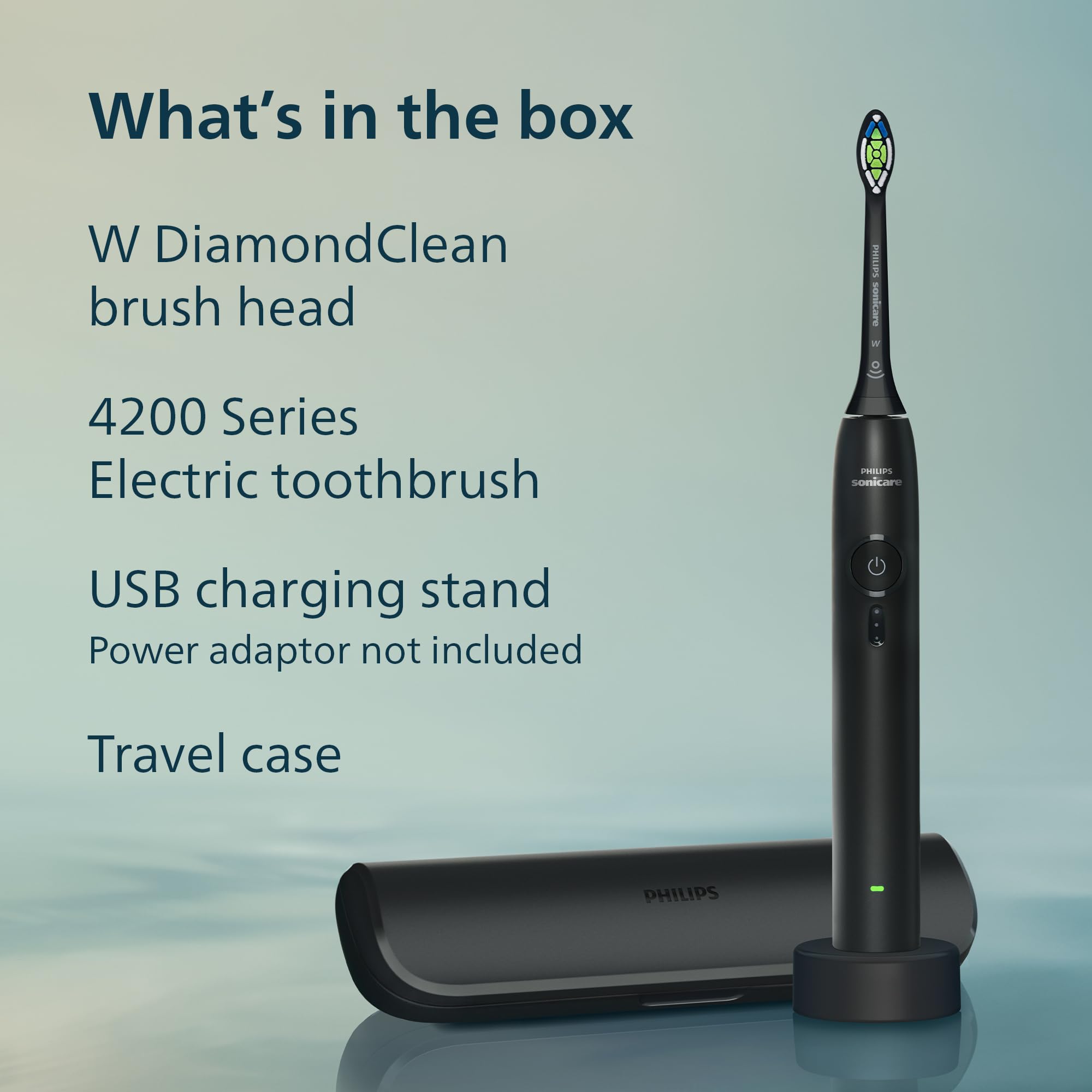 Philips Sonicare Cepillo de dientes eléctrico serie 4200, cepillo de dientes sónico con sensor de presión, 3 niveles de intensidad, función EasyStart, SmarTimer y QuadPacer, tiempo de funcionamiento