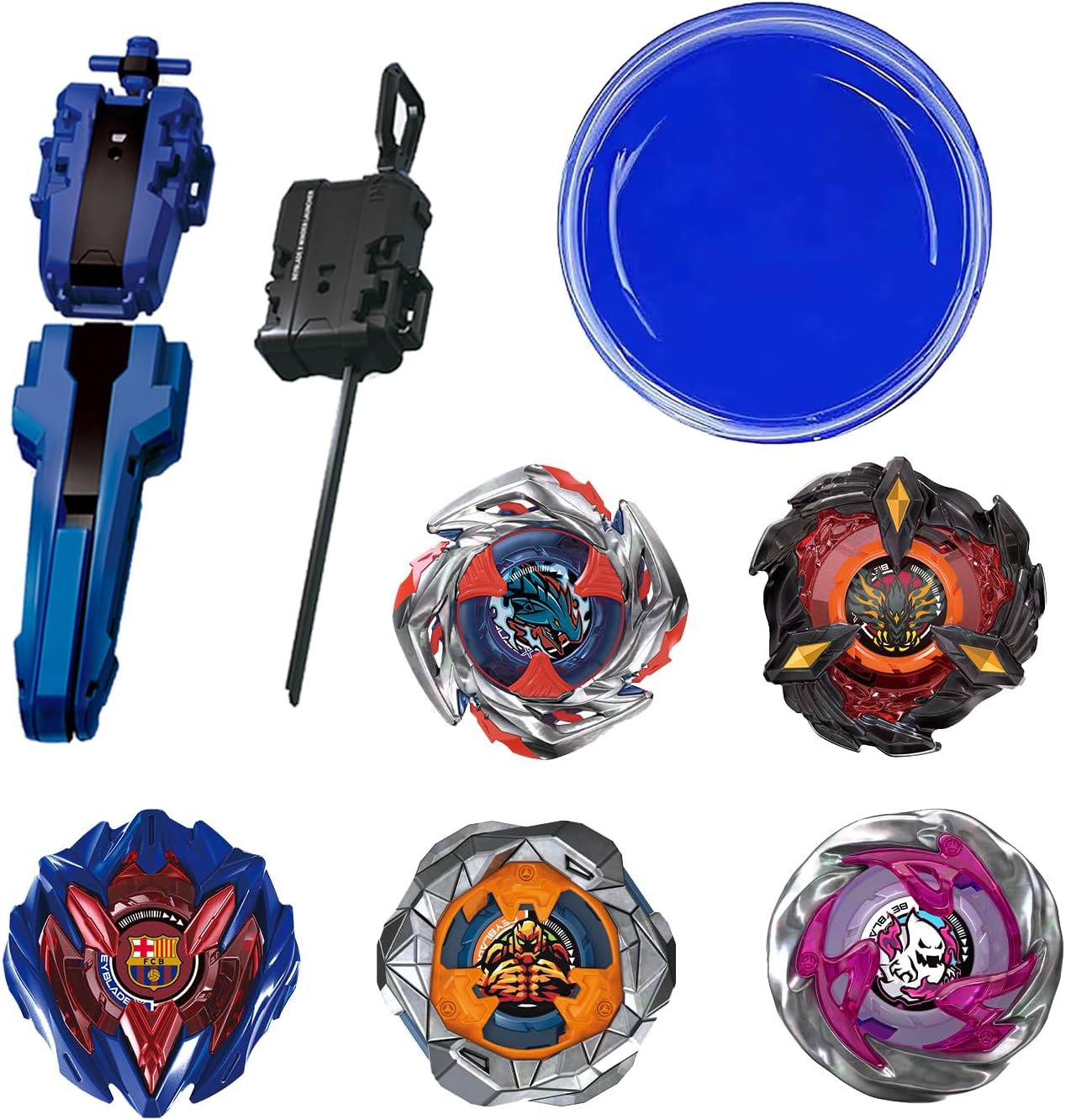 ASVEXKW Battling Set, Spinninning Top Burst Toy Combat Battling Game Set, Spinning & Launchers Stadium, Greats Birthday Gift for Boys, 5 Spinning Tops 2304-02 (02)