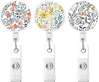 Vista 28 de Carrete retráctil para tarjetas de identificación con clip de cocodrilo resistente para nombre de enfermera, carrete decorativo para tarjetas