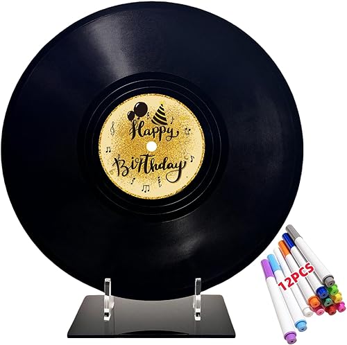 ReeGii Libro de invitados de vinilo para decoración de cumpleaños, póster grande de 11.6 x 11.6 pulgadas para fiesta de cumpleaños con 12