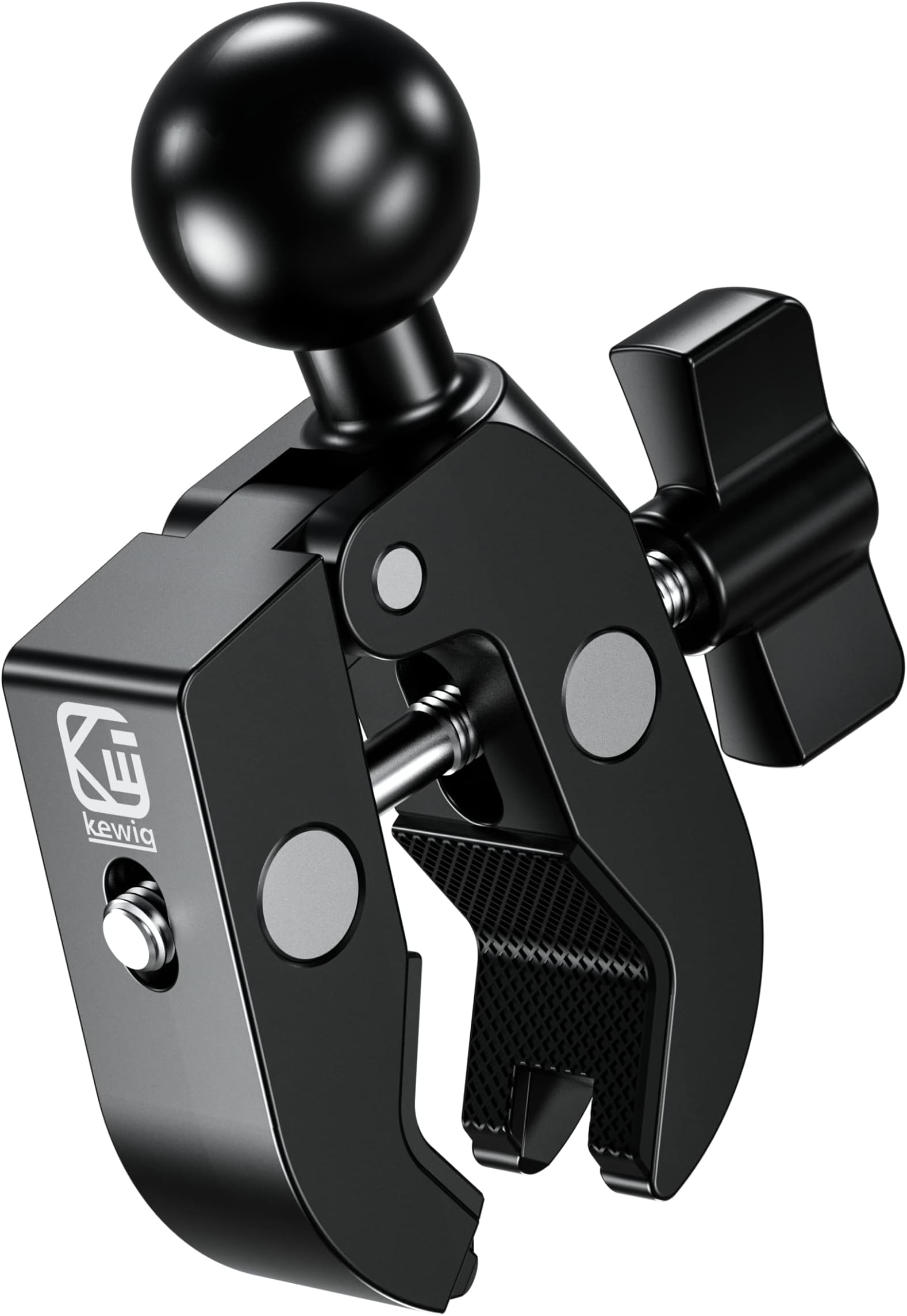 1'' Ball Clamp Mount Base with Aluminum Alloy Tough-Claw, Fit Handlebar Rail 0.5'' to 1.75'' in Diameter, Fit for RAM Mounts B Size 1 Inch Ball Double Socket Arm & Bike Motorcycle Phone Holder