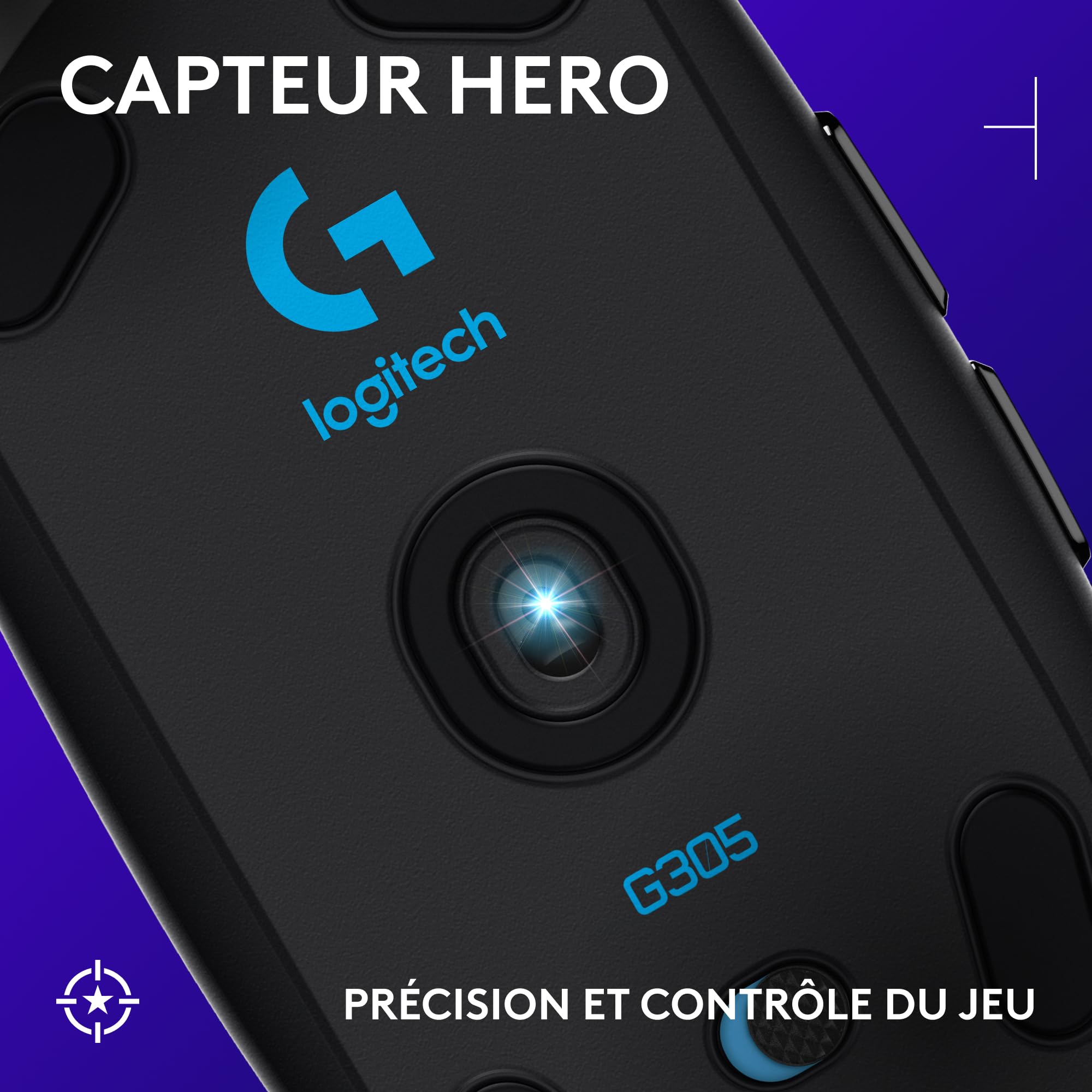 Logitech G G305 Souris Gamer sans Fil, Capteur Gaming HERO, 12 000 PPP, Ultra-Léger, 6 Boutons Programmables, Batterie Longue Durée, Mémoire Intégrée, Compatible avec PC/Mac - Noire