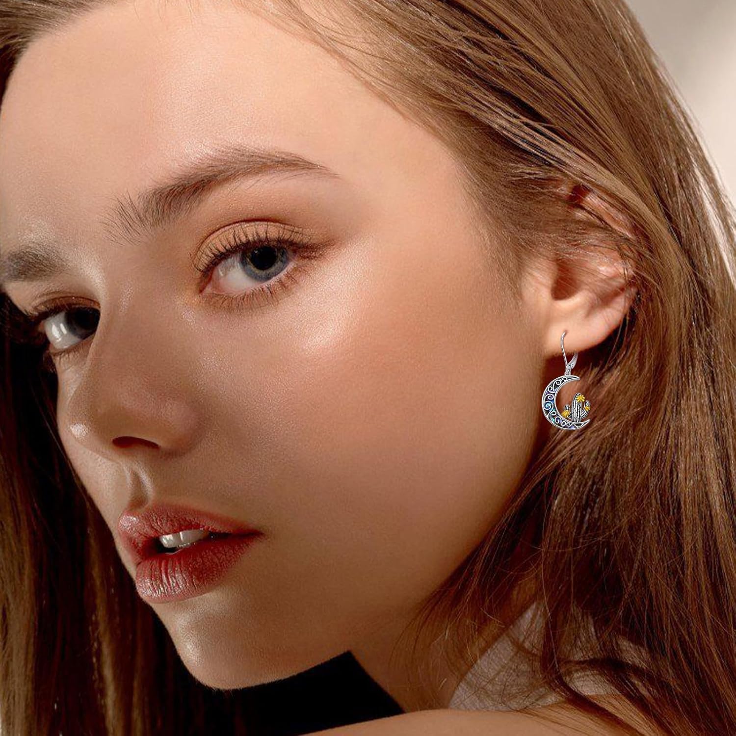 Cactus Earrings 925 Sterling Silver Abalone Shell Cactus Dangle Leverback Earrings Cactus Jewelry Gifts for Women - Image 5