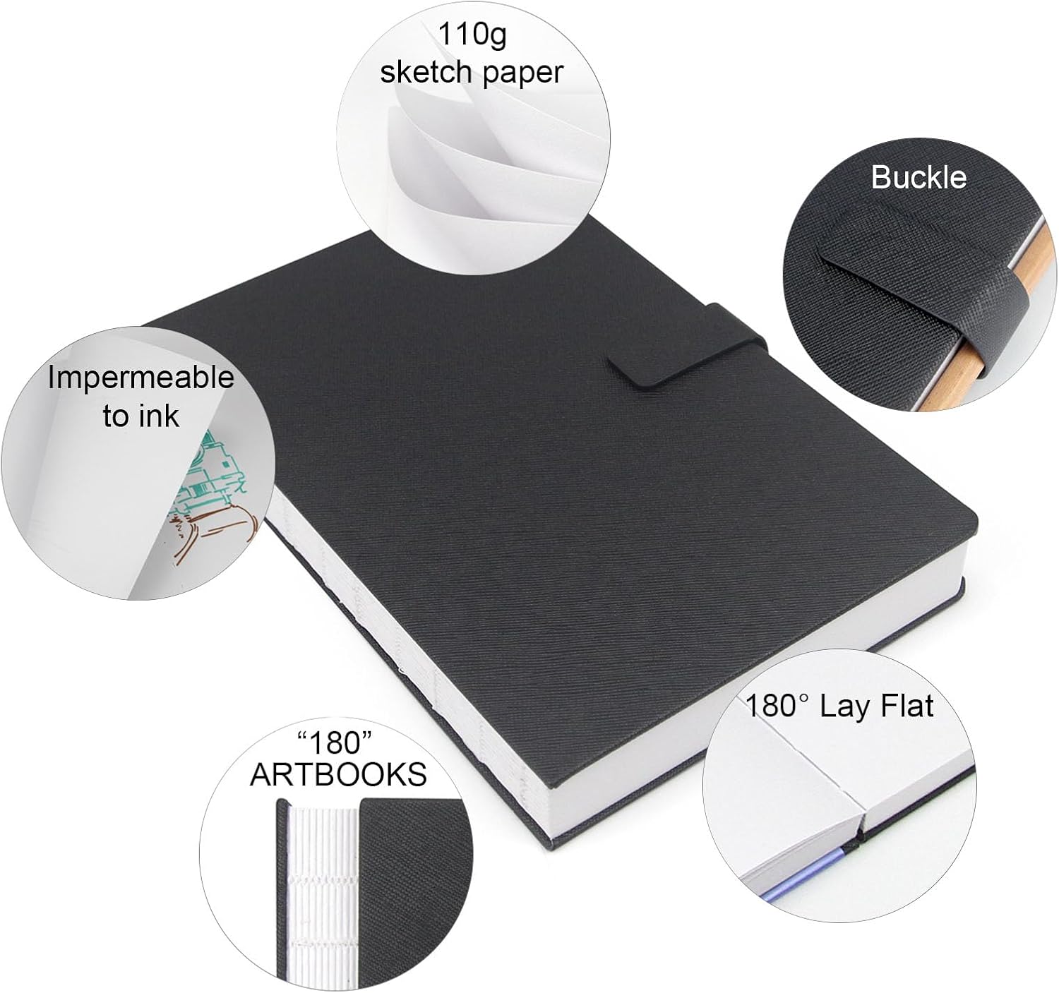A5 hardcover sketchbook - the guardian of your creativity,brings you a good experience(Black)