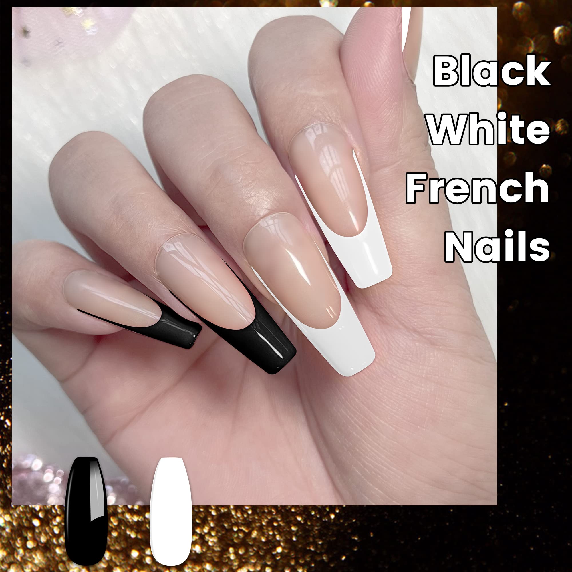Amazon.com: YTD Likomey Gel Nail Polish Kit, Classic Sparkle White Black  Gold 6 Colors with Base and Glossy Top Coat Manicure Set,Silver Black  Glitter Gold Champagne UV Nail Gel Polish,8 Pcs 6ml :