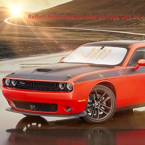 Miniatura 2 de Parasol para parabrisas compatible con Dodge Challenger Coupe Avenger Charger 2023, cubierta de ventana delantera para Dakota Durango, protector de