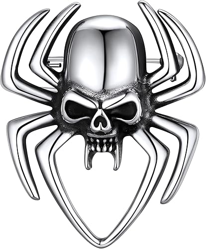 Vista 34 de FaithHeart Broches para mujer, diseño de calavera punk/araña/cuernos con delicado embalaje de regalo