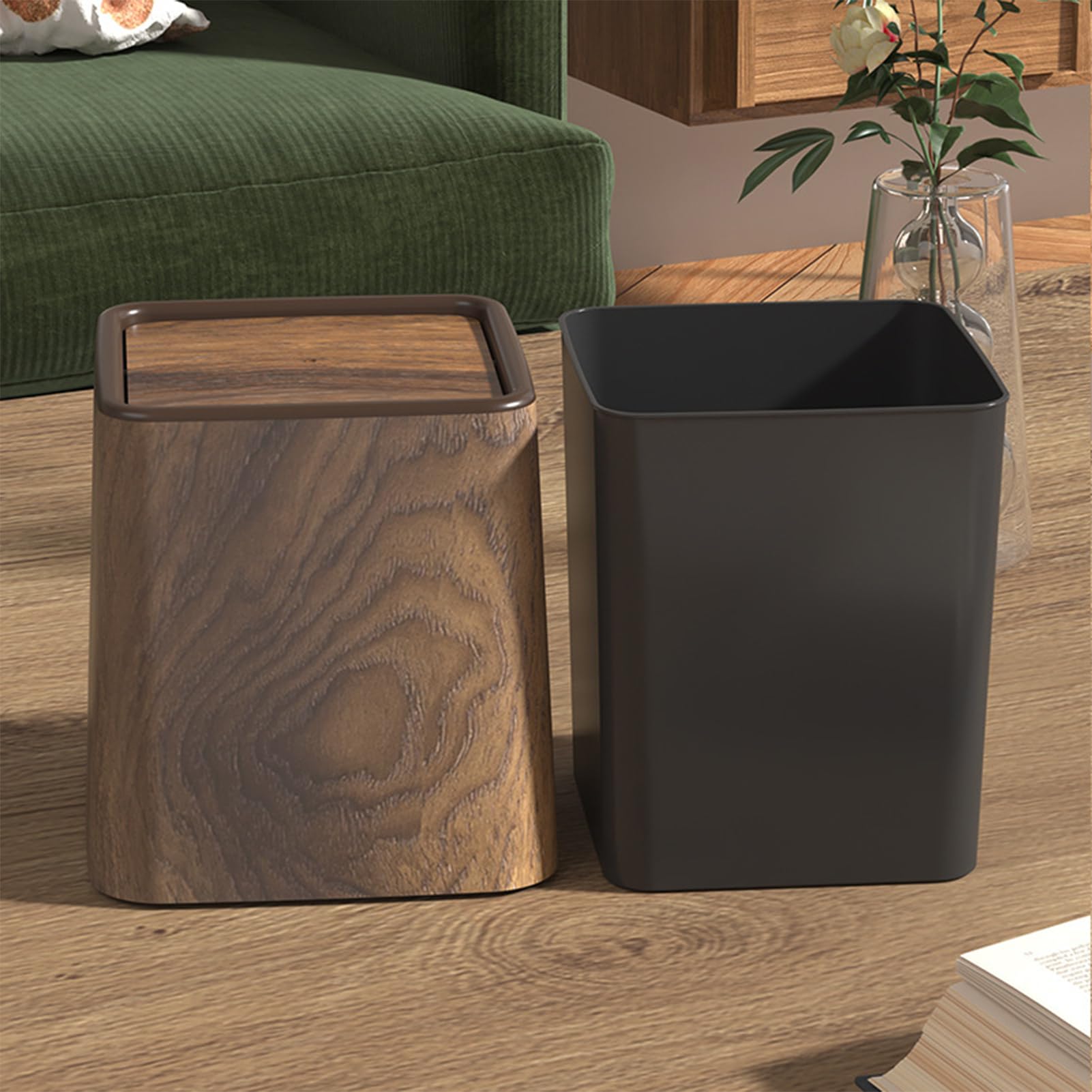 Genérico Cubo De Basura Para Escritorio | Papelera Pequeña,Cubo de Basura Retro con Tapa Ahorra Espacio para Habitación Infantil Cocina Residencia Universitaria