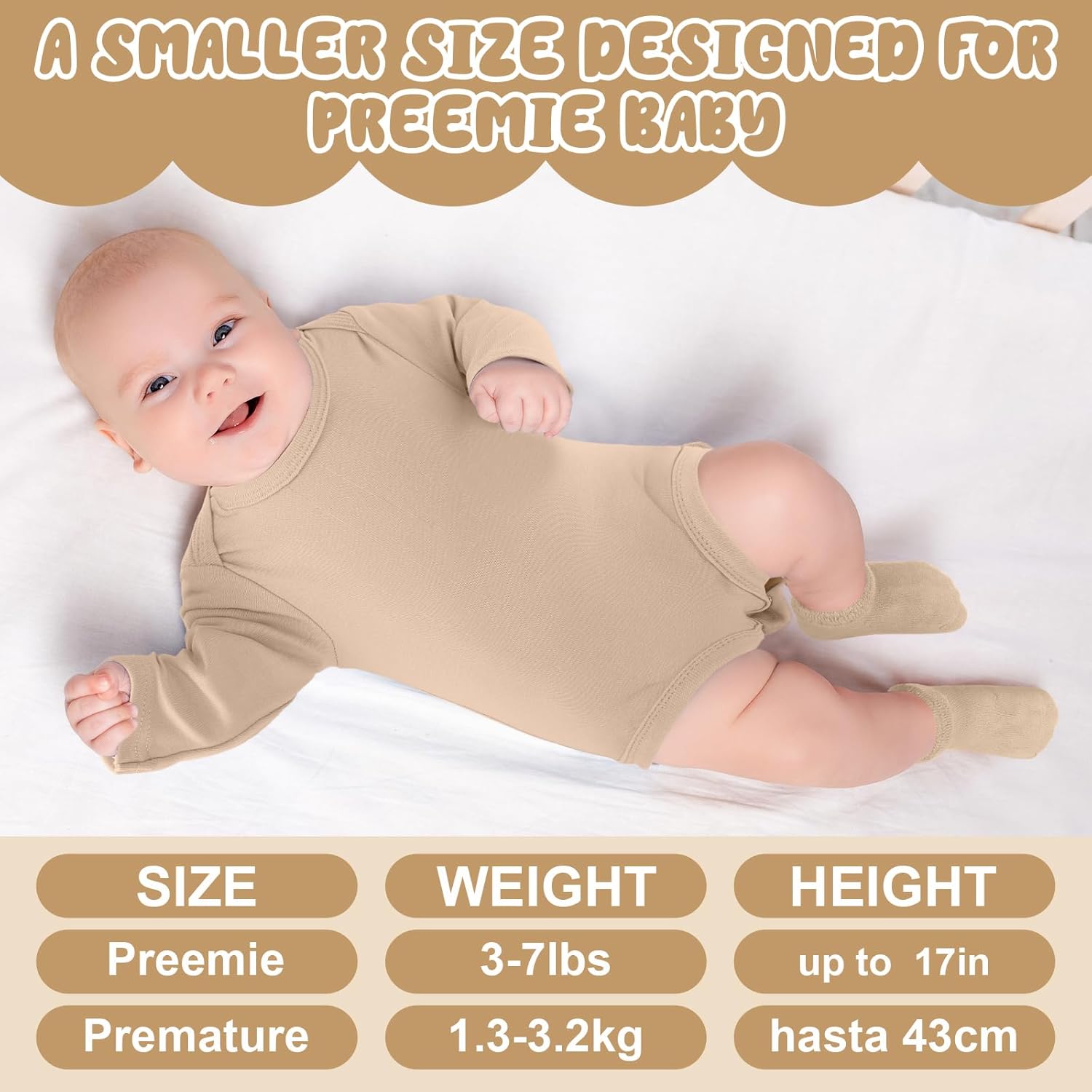 Glitopper 5 Pack Preemie Long Sleeve Bodysuit Preemie Layette Set Bodysuit Socks Set for Boys Girls NICU Gift