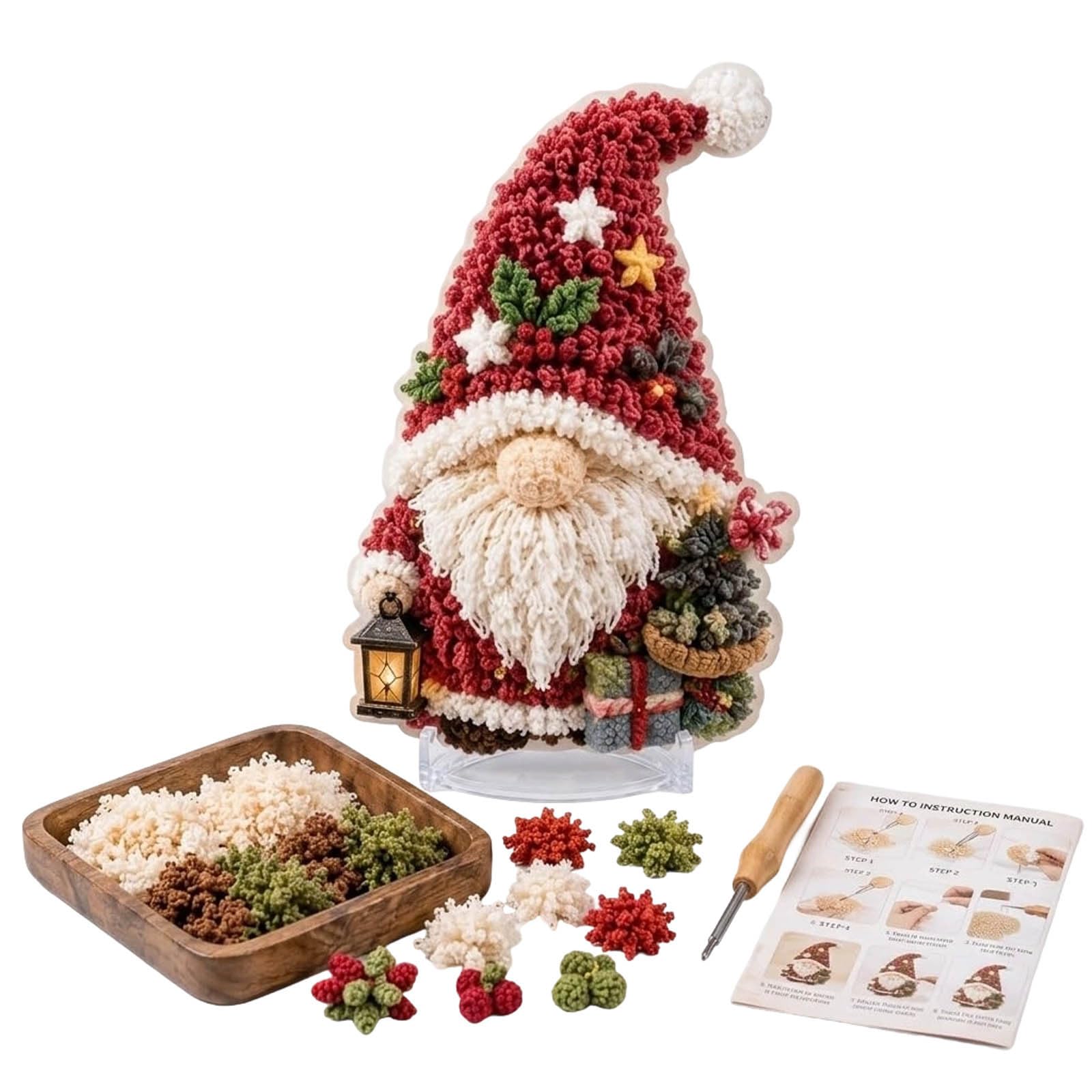 Gnome 3D Fabric Poke Art Kit, Christmas DIY Poke Art Craft Kit for Adult Beginner Handmade Faith Gifts