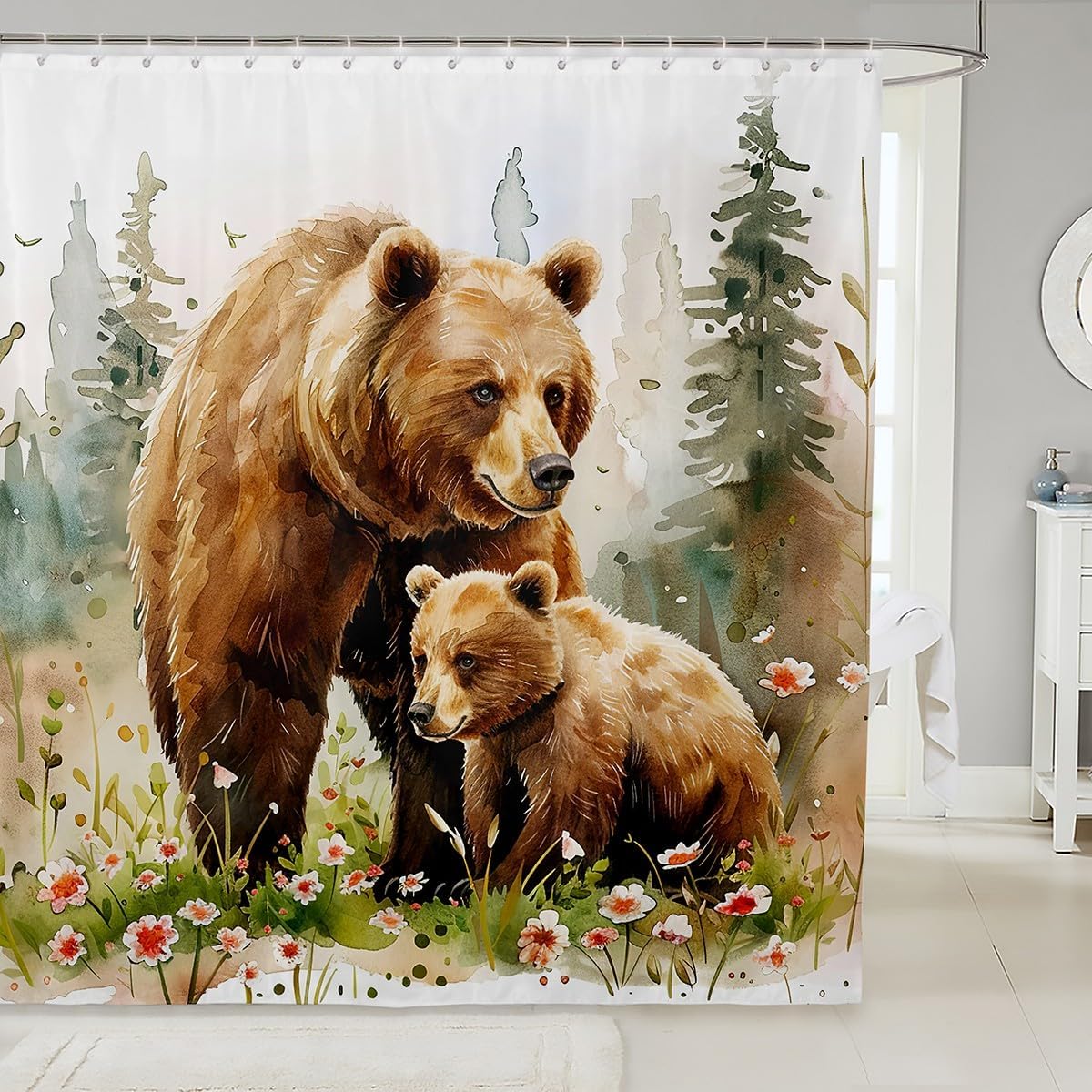 Deer Antler Silhouette Bath Curtain,Wildlife Outdoor Adventure Tribal Bathroom Shower Curtain,Retro Jungle Camouflage Print Waterproof Fabric with Hooks for Stalls,72Wx78L inch