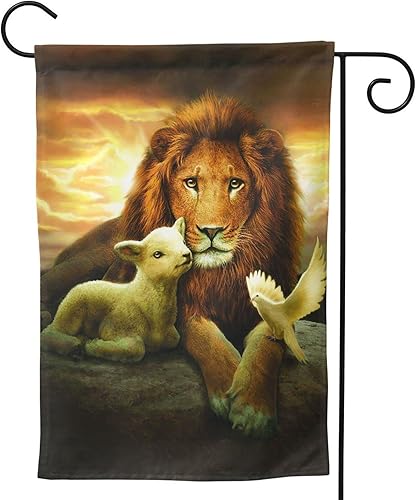 Miniatura 9 de Bandera de jardín de 28 x 40 pulgadas, diseño de león, cordero, pájaro, bandera de jardín de Navidad de doble cara, banderas decorativas para