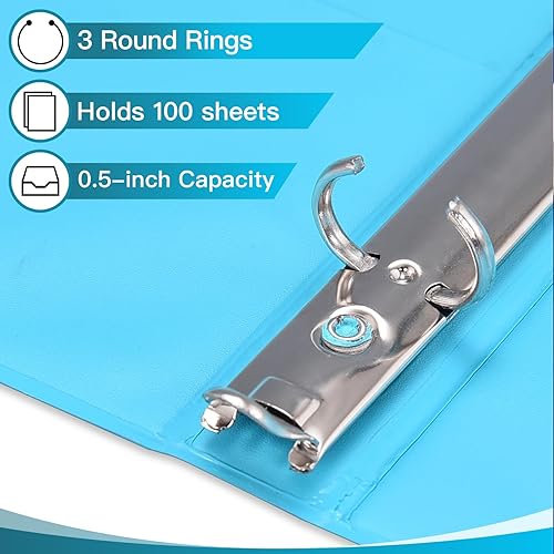 Miniatura 3 de Carpeta de 3 anillas de 0.5 pulgadas con 2 bolsillos interiores, carpetas básicas de 0.5 pulgadas para hojas de tamaño carta de EE. UU. de 8.5 x 11