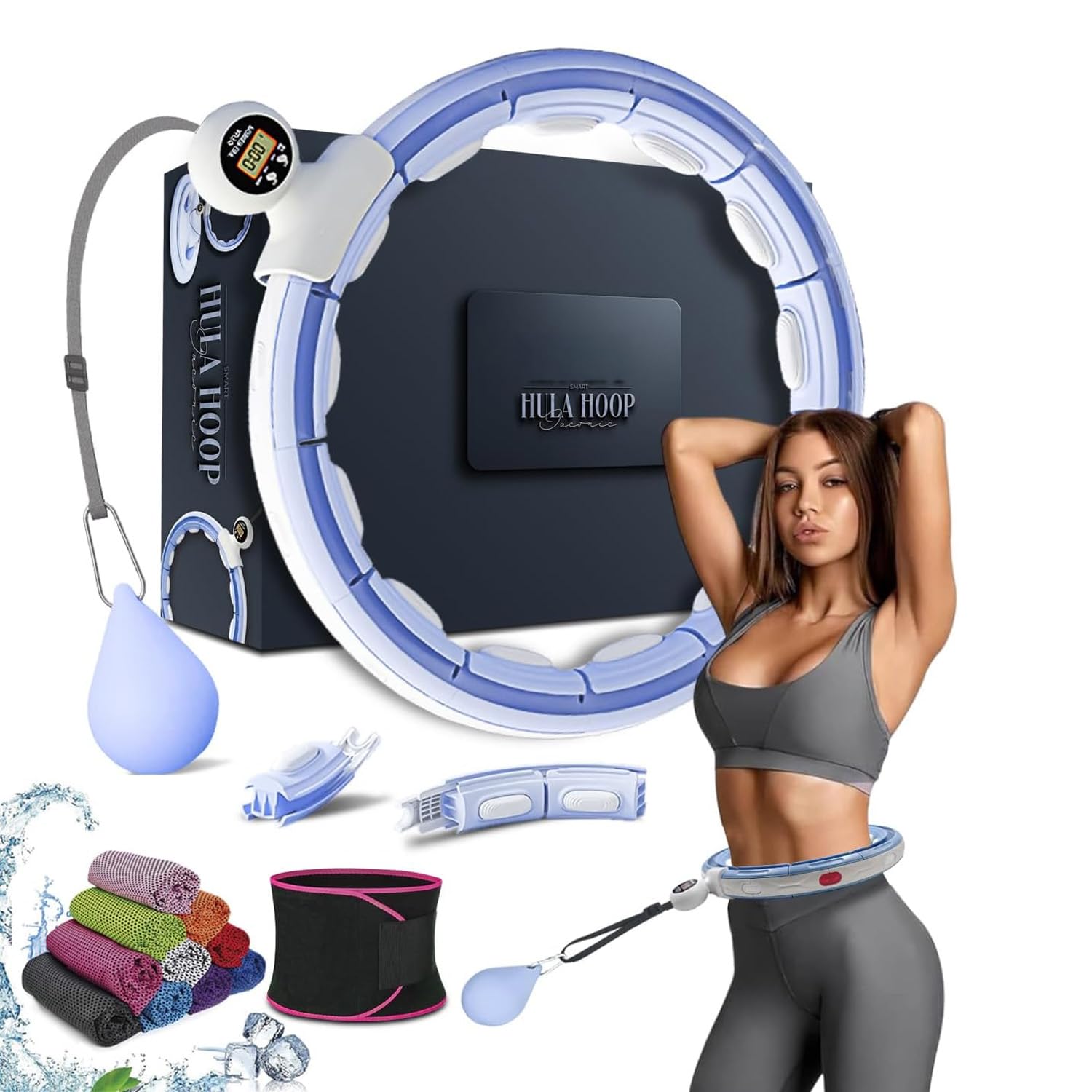 Smart Weighted Hula Hoop For Adults, Detachable Fitness Ring With 360 Degree Auto-Spinning Ball Massage, Smart Ring Hula Hoops For Adults, Fitness Equipment For Weight Loss