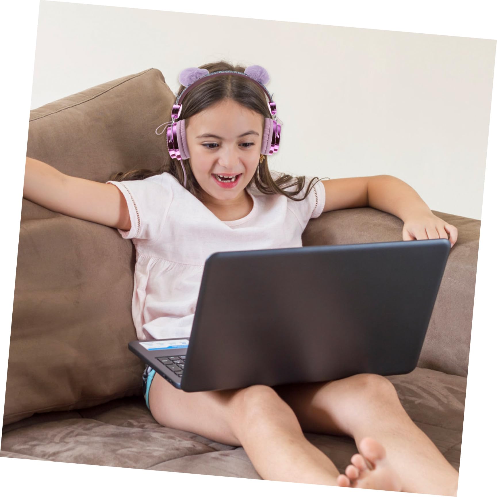 UKCOCO 2 Pièces Écouteurs Casque pour Enfants Casque Audio Filaire Casque De Lumière LED Casque Filaire avec Micro Casques De Moniteur De Casque Licorne Fille Abdos dans L'oreille