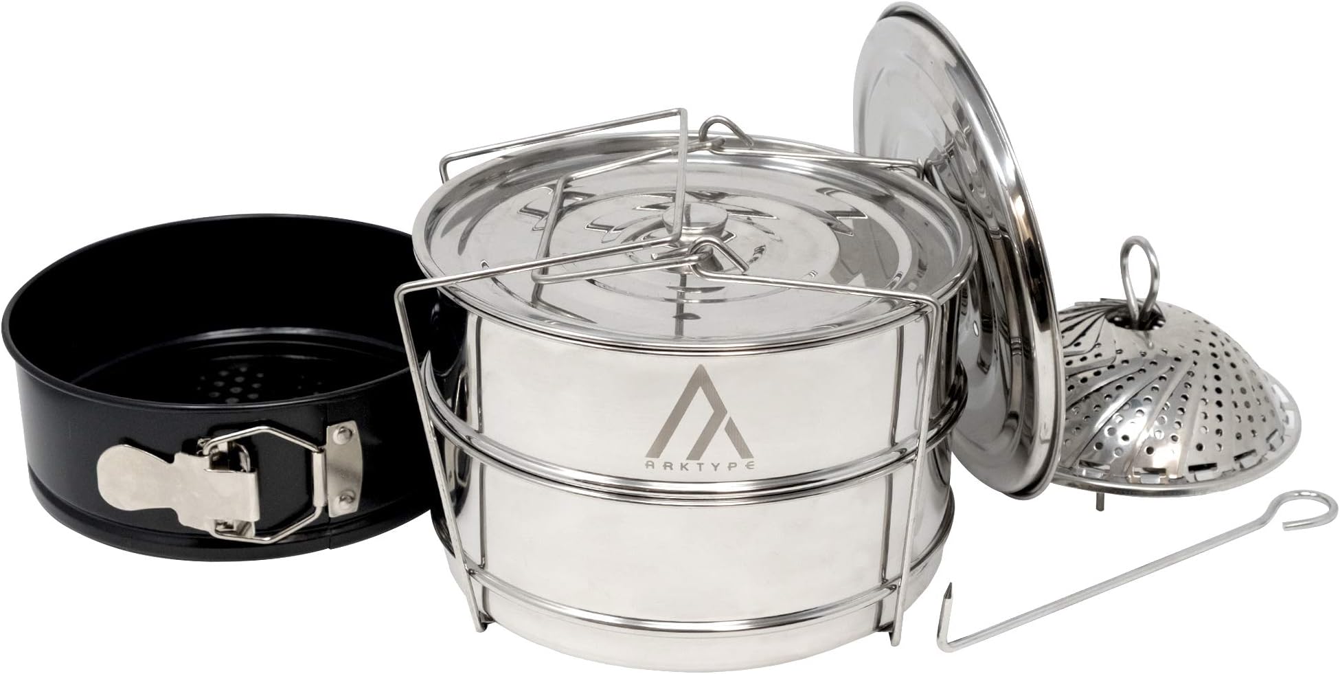ArkType Stackable Stainless Steel Pressure Cooker Steamer | Non Stick Spring Form Pan | Foldable Steamer | Instant Pot Accessories Bundle