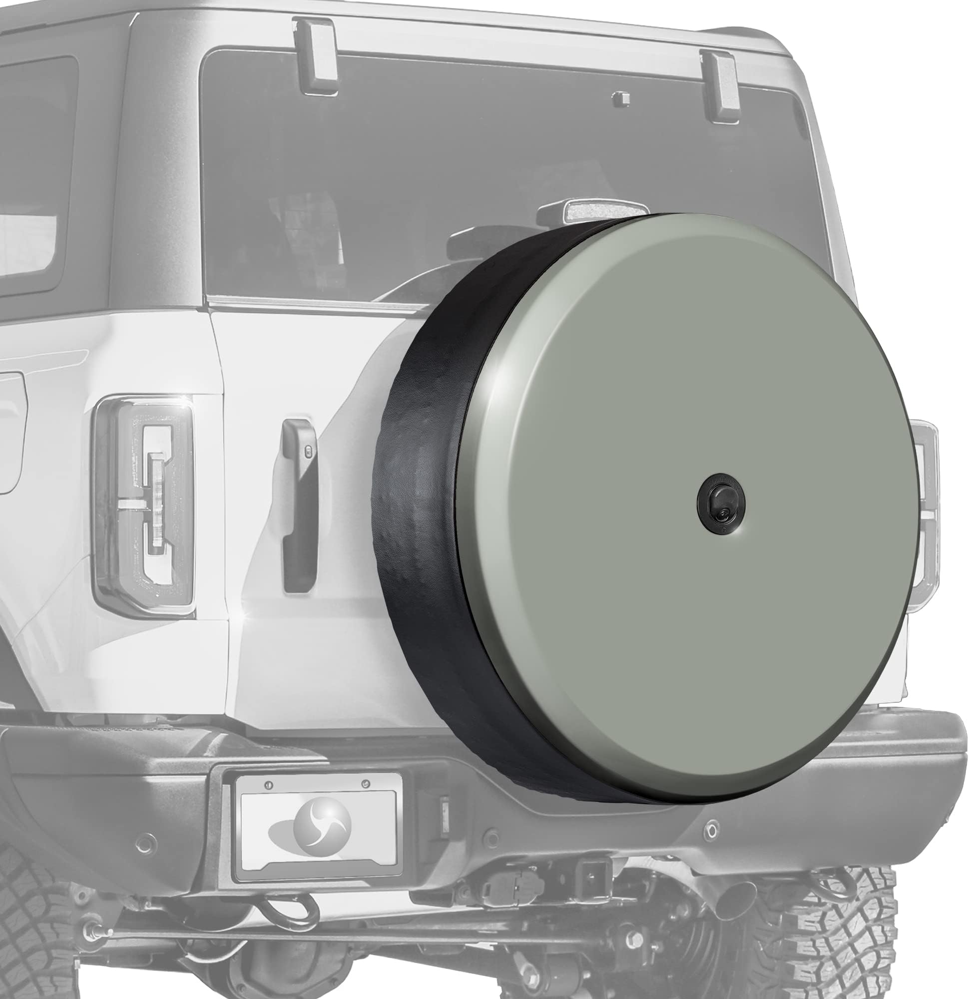 Boomerang® USA - 35" Color-Matched Rigid Tire Cover - (Cactus Gray) - Compatible with Ford Bronco (with Back-up Camera) - (2021-2024) - Wildtrak, Everglades & All Sasquatch Models