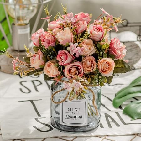 Amazon.de: Amkun Kunstblumenstrauß mit künstlichen Rosen, 7 Stiele