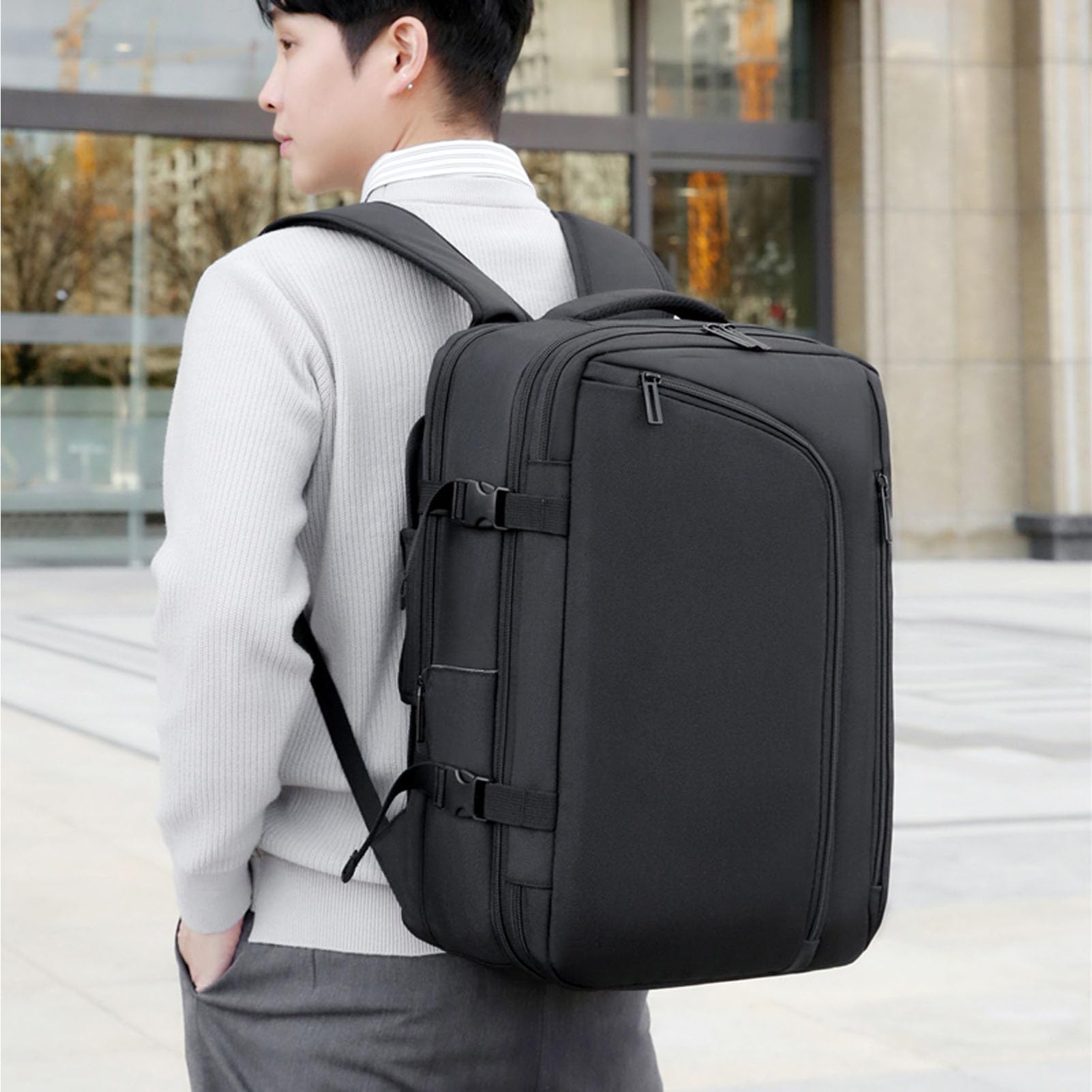 Luqeeg Sacs à Dos à Compression Sous Vide Compartiment Séparé pour Vêtements Secs et Humides Paquet Dos Cabine en Tissu Oxford Sac de Voyage Plat 180 Degrés pour L'université