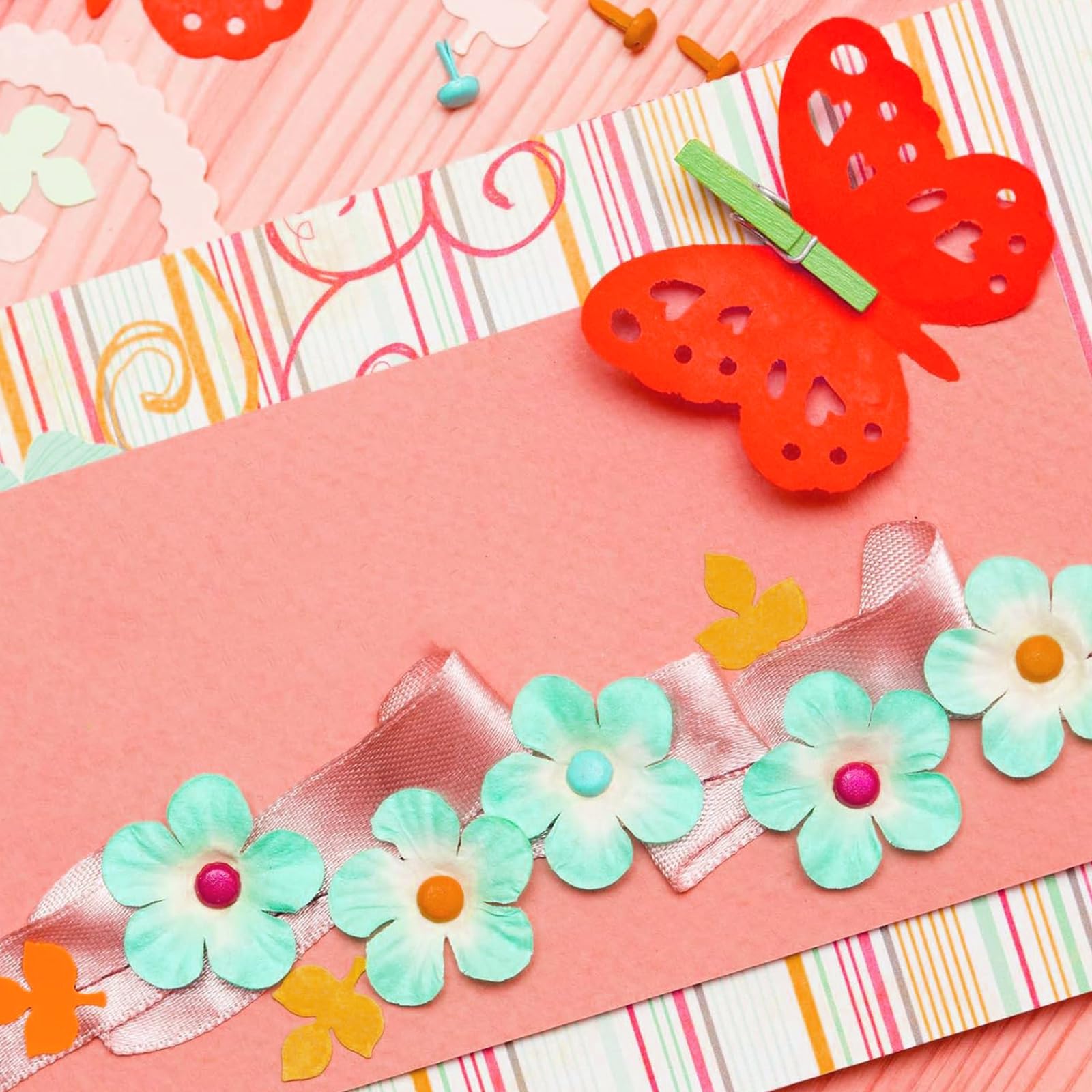 400 szt. Małe Fermacampioni Testa Rotonda, Kolorowe Puntine Chiodini do Scrapbooking i Kartek DIY