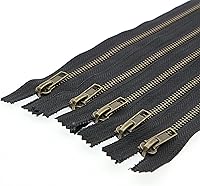 Vista 3 de Leekayer 3# Cremalleras de metal negro 9 pulgadas cierre 9.1 in cremallera de latón para coser jeans artesanías bolsa bolsillo paquete de 6
