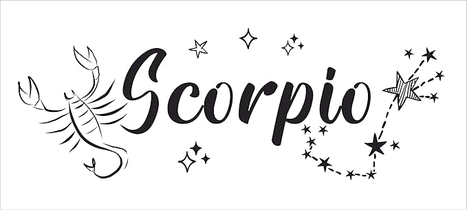 Scorpio the Scorpion with Zodiac Symbol Artwork for Living Room Vinyl Wall Decal - Constellation Space Symbol Art Design for Bedroom Wall Decoration - Unique Horoscope Sign for the Birth Months of October 24 to November 22 with Black and White Stars Theme Background for Vinyl Wall Decor - 20