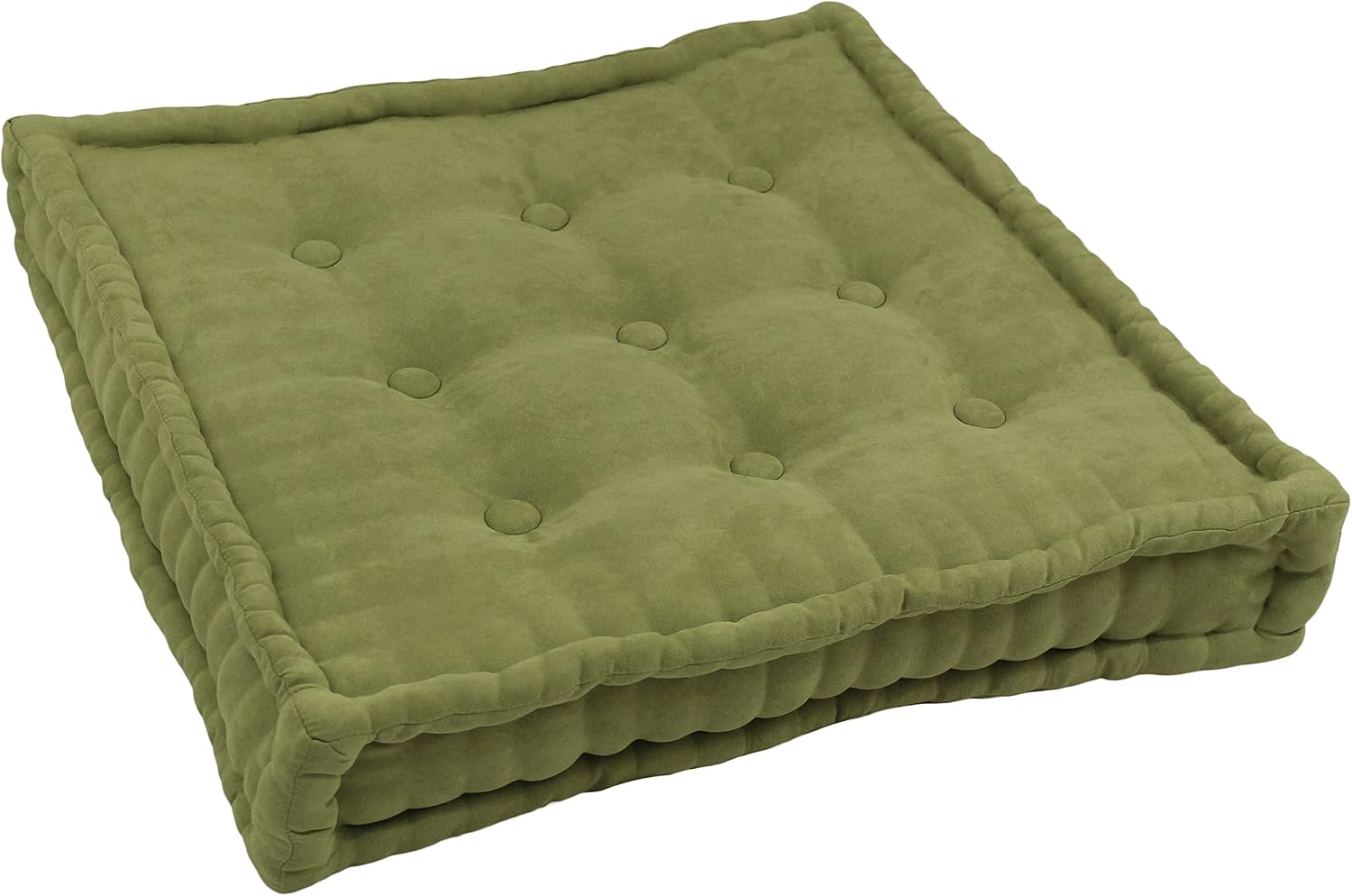 Blazing Needles Button-Tufted Microsuede Square Floor Pillow, 25", Black