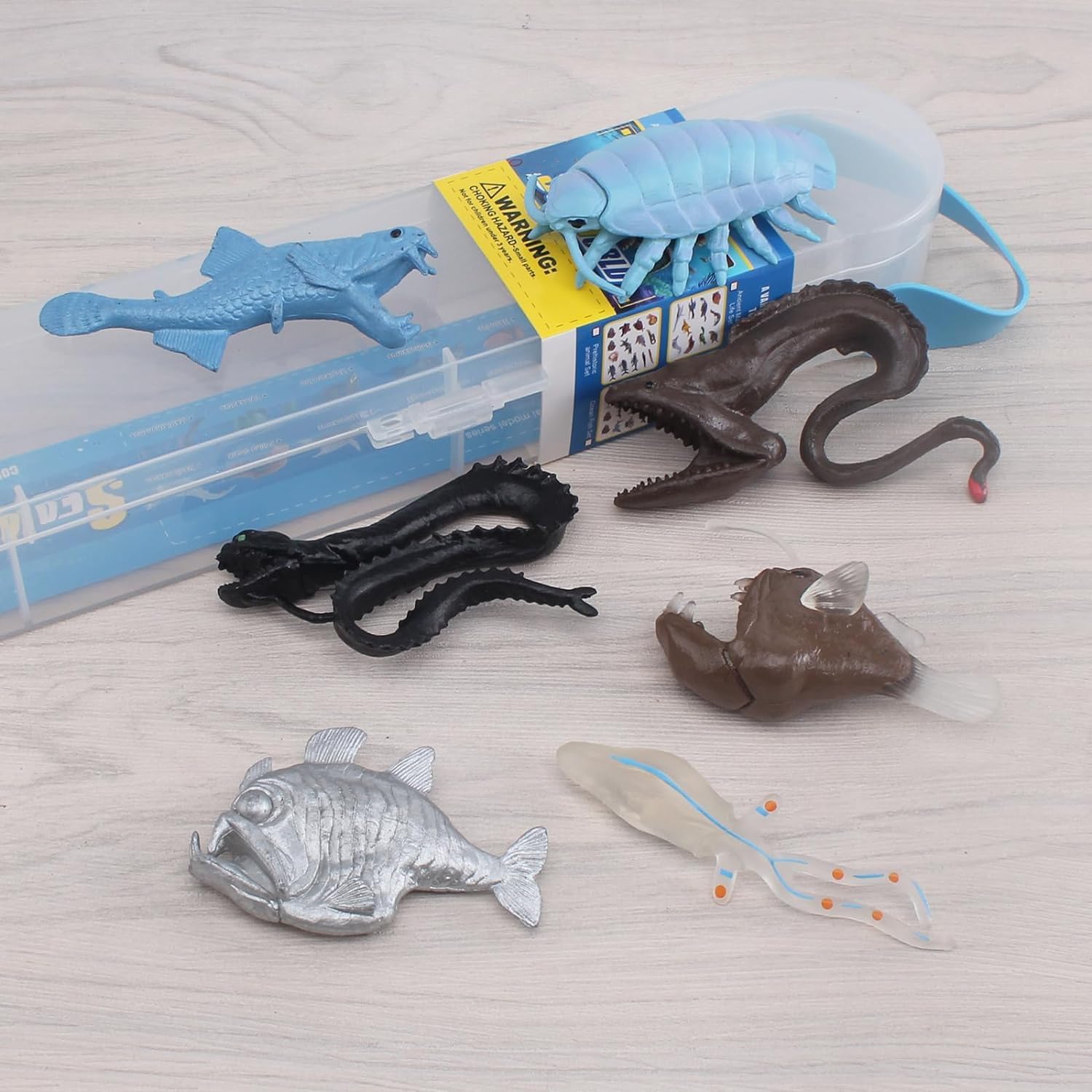 Liberty Imports 7 PCS Deep Sea Creatures Mini Figurines Set - Prehistoric Ocean Plastic Ancient Marine Animal Figures, Party Decoration Montessori Toys for Kids Toddlers