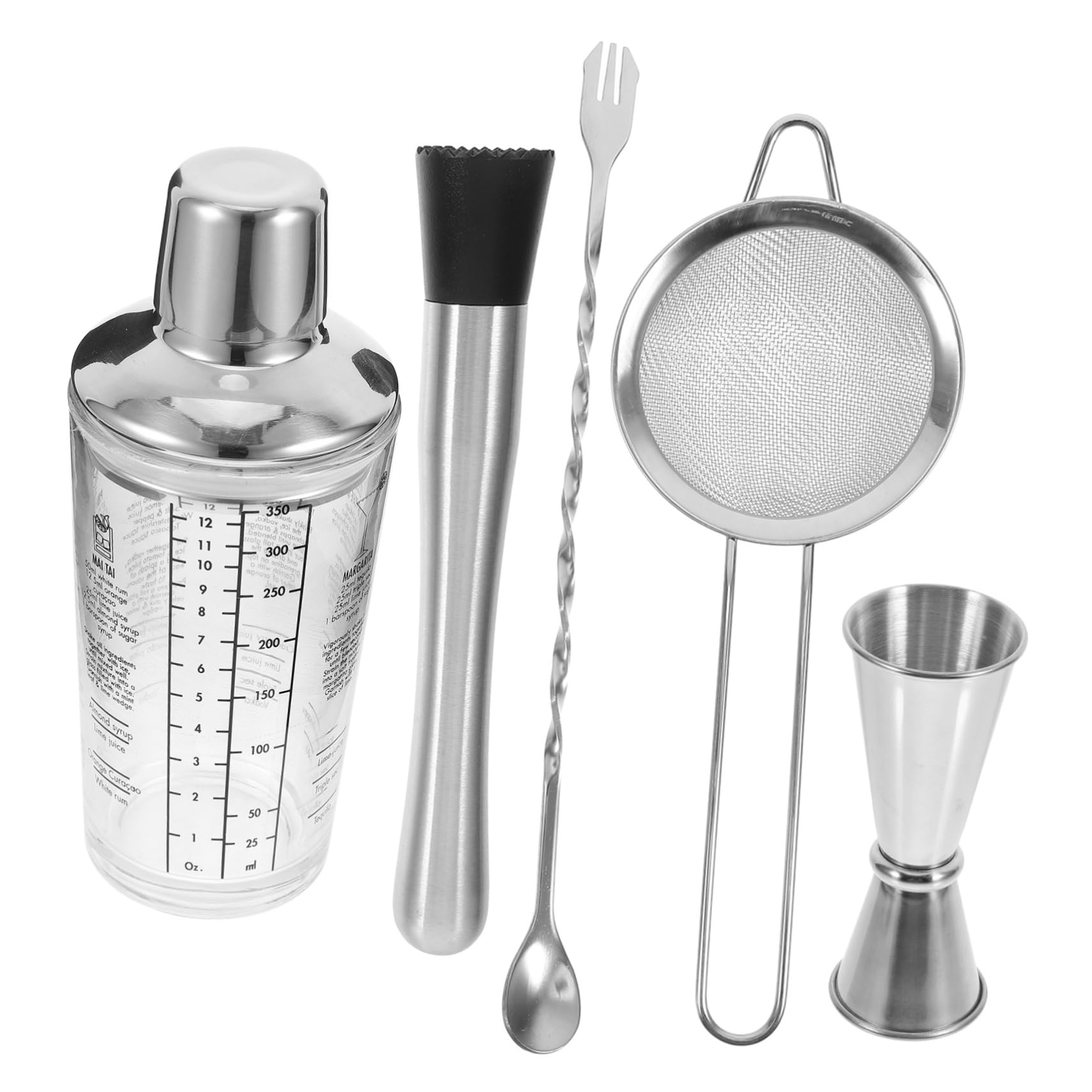 Shaker à cocktails en verre gradué Alipis 350ml en acier inoxydable
