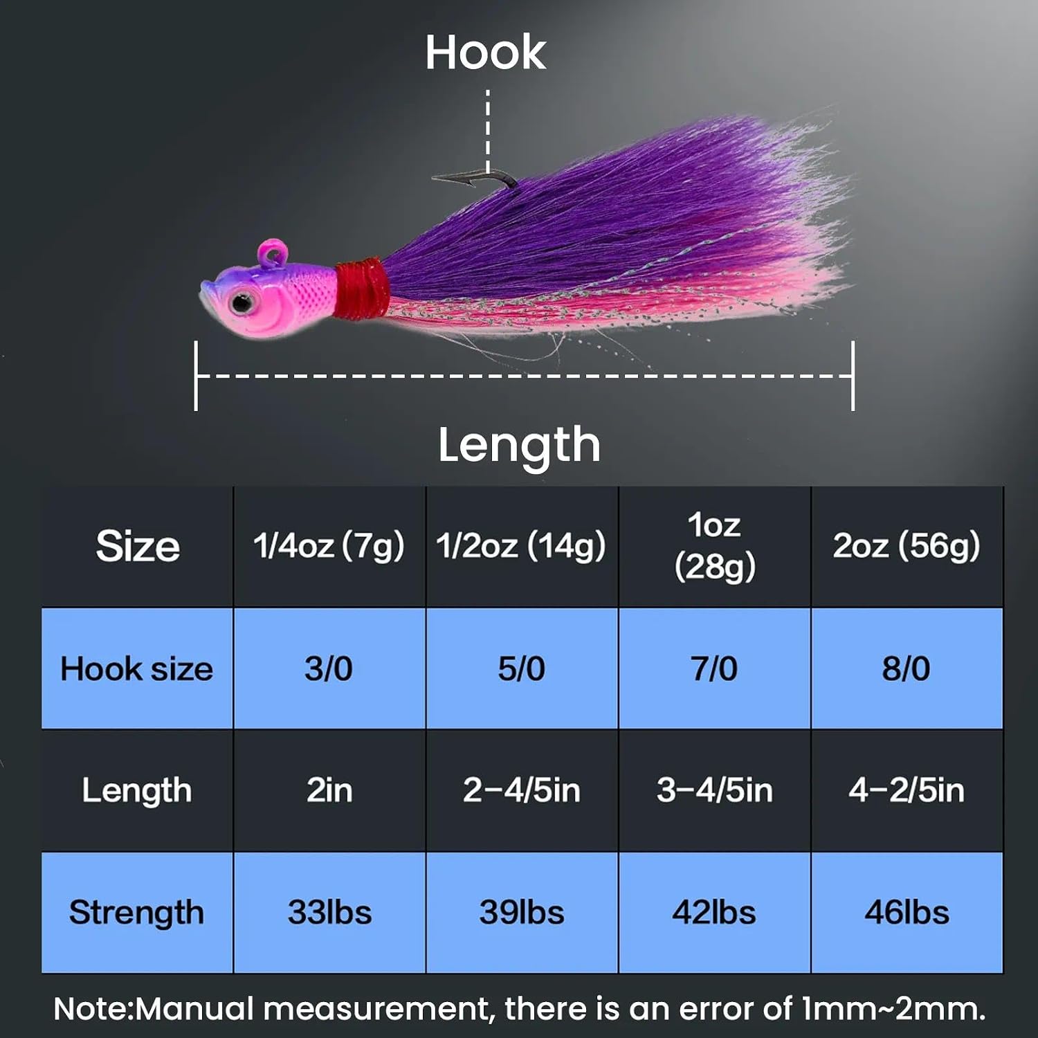 Bucktail Jigs Saltwater 3Pcs/5Pcs Fish Hair Jig Lure Hooks,Fishing Hair Swimbait Jig Head Deer Hair Jig Surf Fishing for Walleye Striper