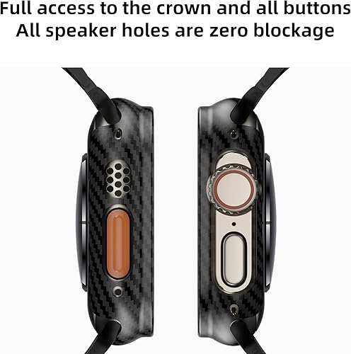 Miniatura 6 de iiteeology Funda de fibra de carbono compatible con Apple Watch Ultra de fibra de aramida auténtica, funda protectora delgada para iWatch de 1.65