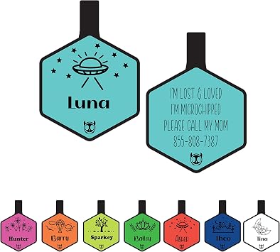Silicone Silent Dog Tag Personalized with 5 Lines of Custom Deep Engraved Durable Soundless Pet ID Name Tag Hexagon Designer Tiffany