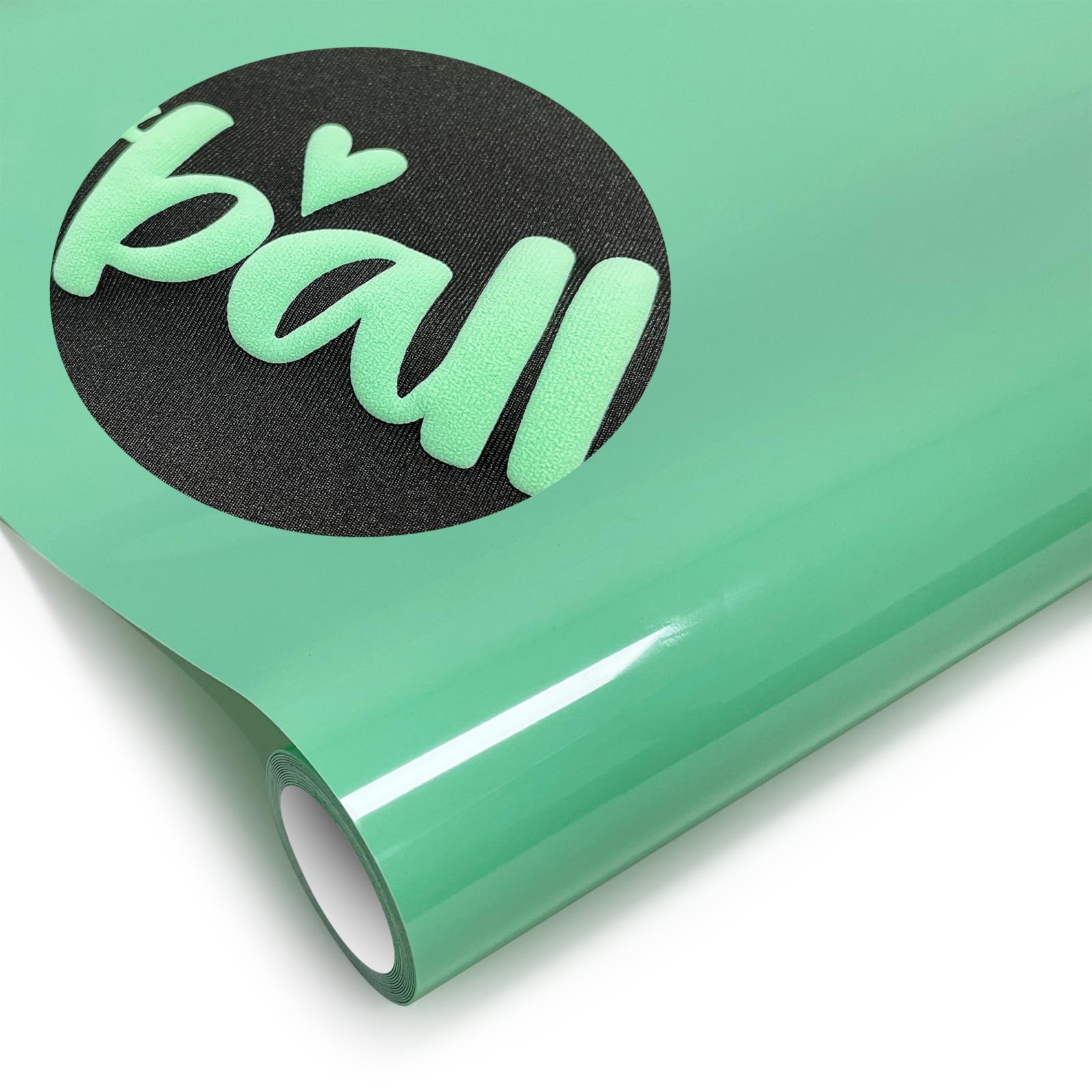 Puff Heat Transfer Vinyl (Mint Green), 12in X 5ft Iron on Vinyl