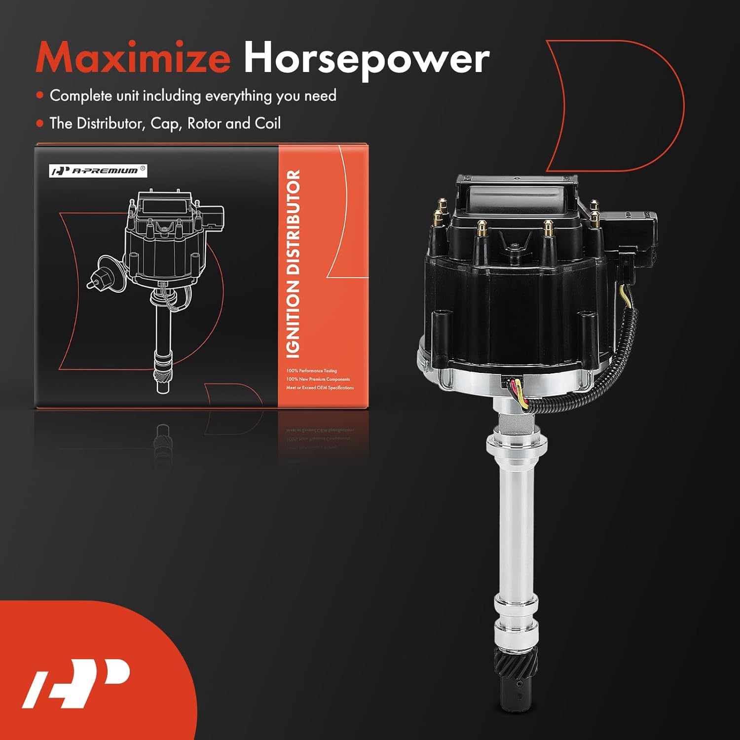 A-Premium Ignition Distributor with Cap and Rotor Compatible with Chevrolet K5 Blazer, El Camino, C10, C20, C30, C50, C60, C70, G10, G20, G30, K10 Suburban & Jimmy, P6000, K3500