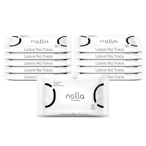 Nolla Toallitas desechables de viaje, 100% a base de plantas, sin plástico y biodegradables, sin perfume, aloe calmante y vitamina E, 120 unidades