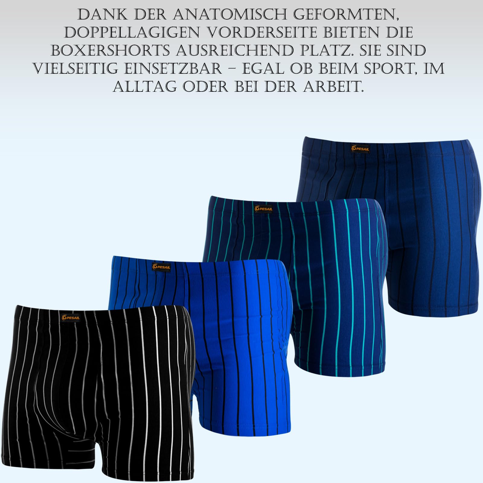 Boxer Uomo Cotone, Mutande Senza Etichetta Che gratta | Vestibilità aderente, lunghezza standard, dalla M alla 10XL, confezioni da quattro e otto, molte fantasie e colori