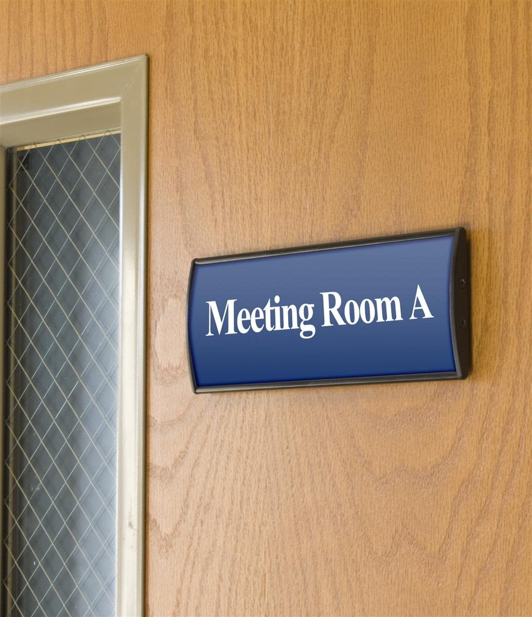 Set of 5, Office Sign Holders for Wall Mount, Curved Name Plate Frames for 3 x 8 Inches Signage, Includes Double-Sided Adhesive for Mounting, Aluminum, Black (WCSBK38)