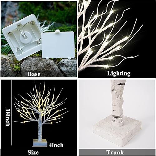 Miniatura 3 de Árbol de abedul iluminado con 36 luces LED, 2 unidades, árbol de abedul blanco con luces, árbol de dinero, centros de mesa de boda, ramas