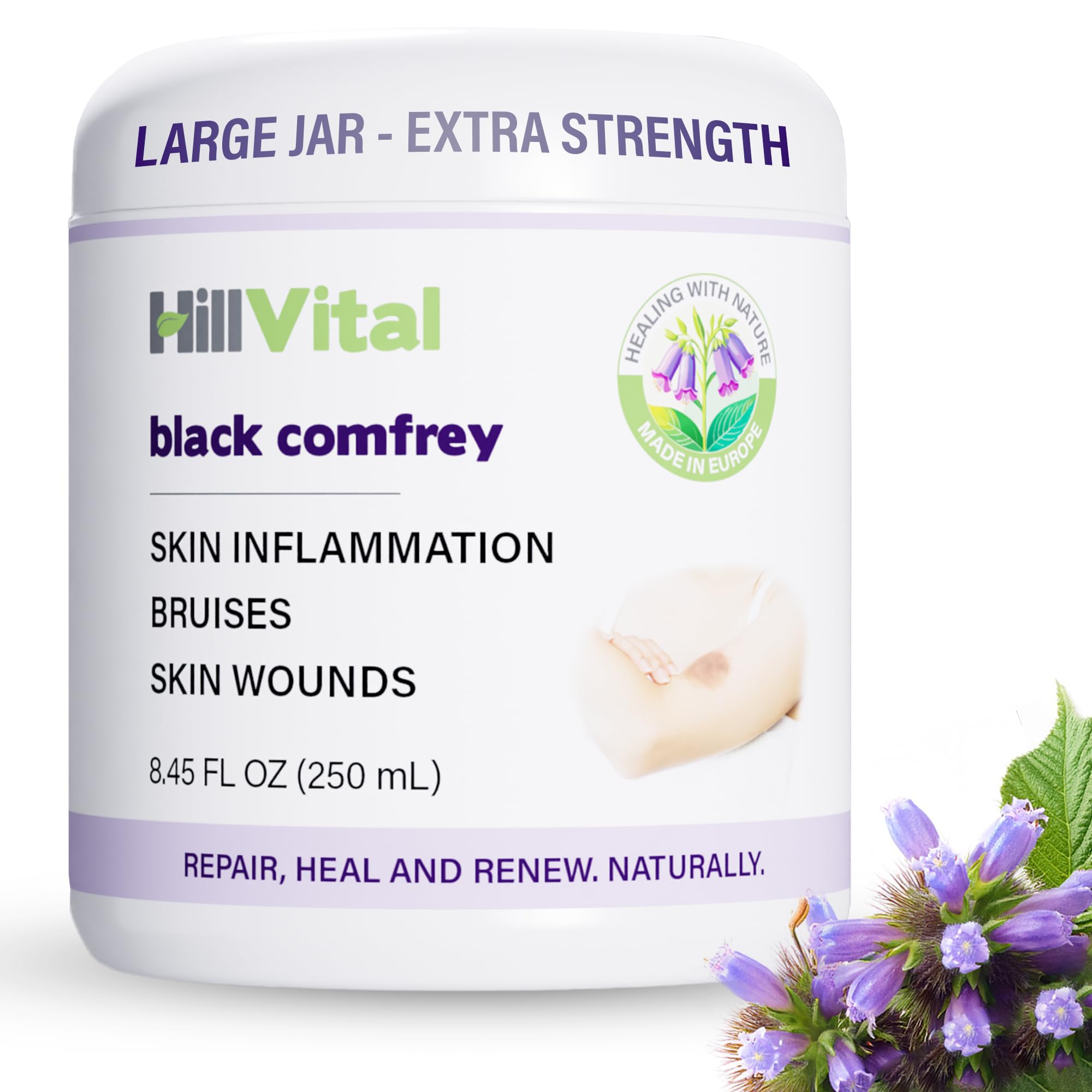HillVital Bruise Cream Extra Strength, Fast Healing for Thin Skin - Premium Bruise Gel, and Comfrey Salve for Bone Healin...